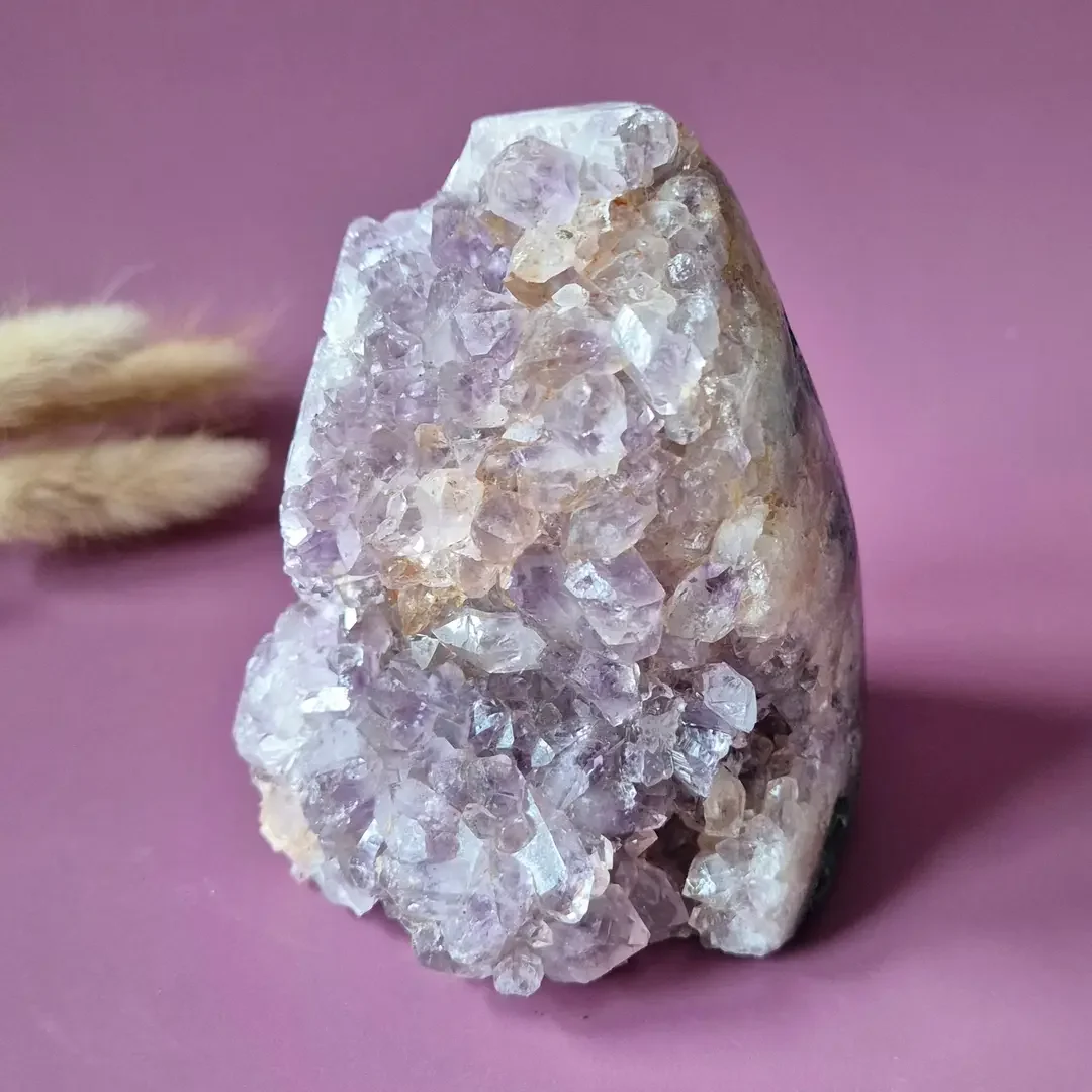 XL Gemstone Druzy Pink Amethyst Geode Freeform of 826 grams Statement Piece