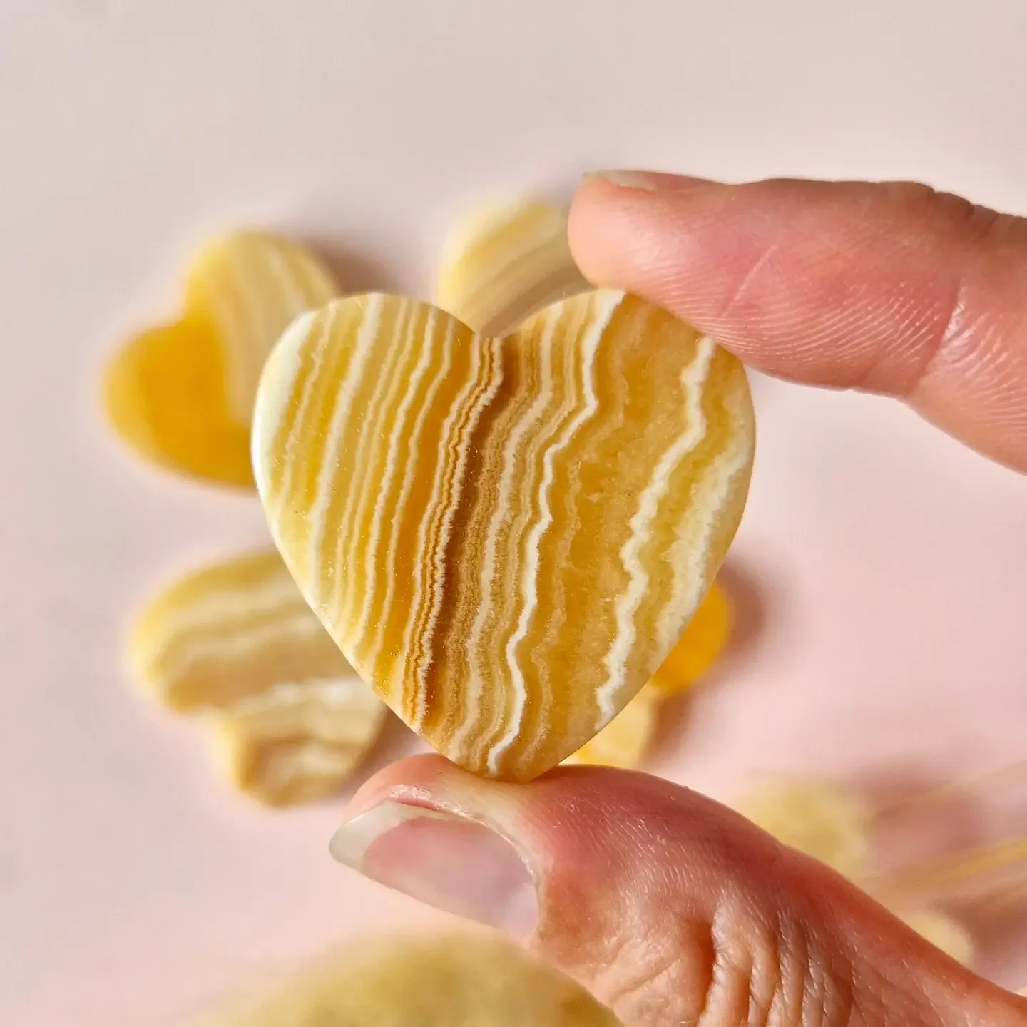 Gemstone Heart Pocket Stone 3-4cm – Yellow Calcite Heart