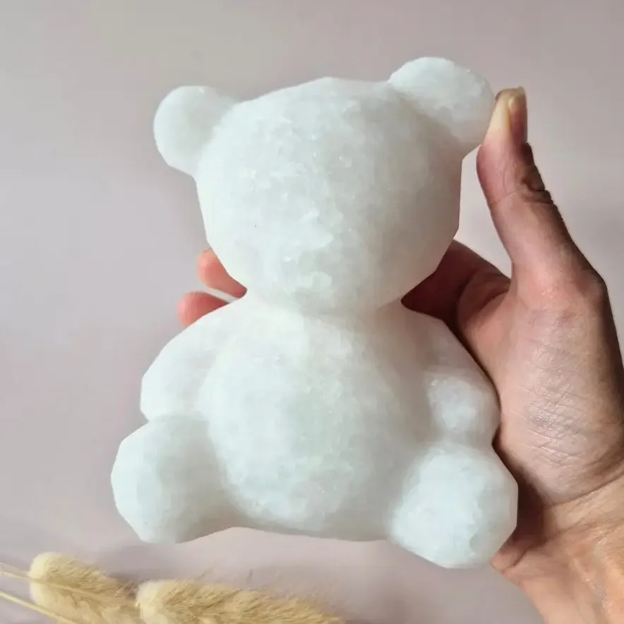 XXL Gemstone Crystal Carving Bear – White Jade (1100-1200g)