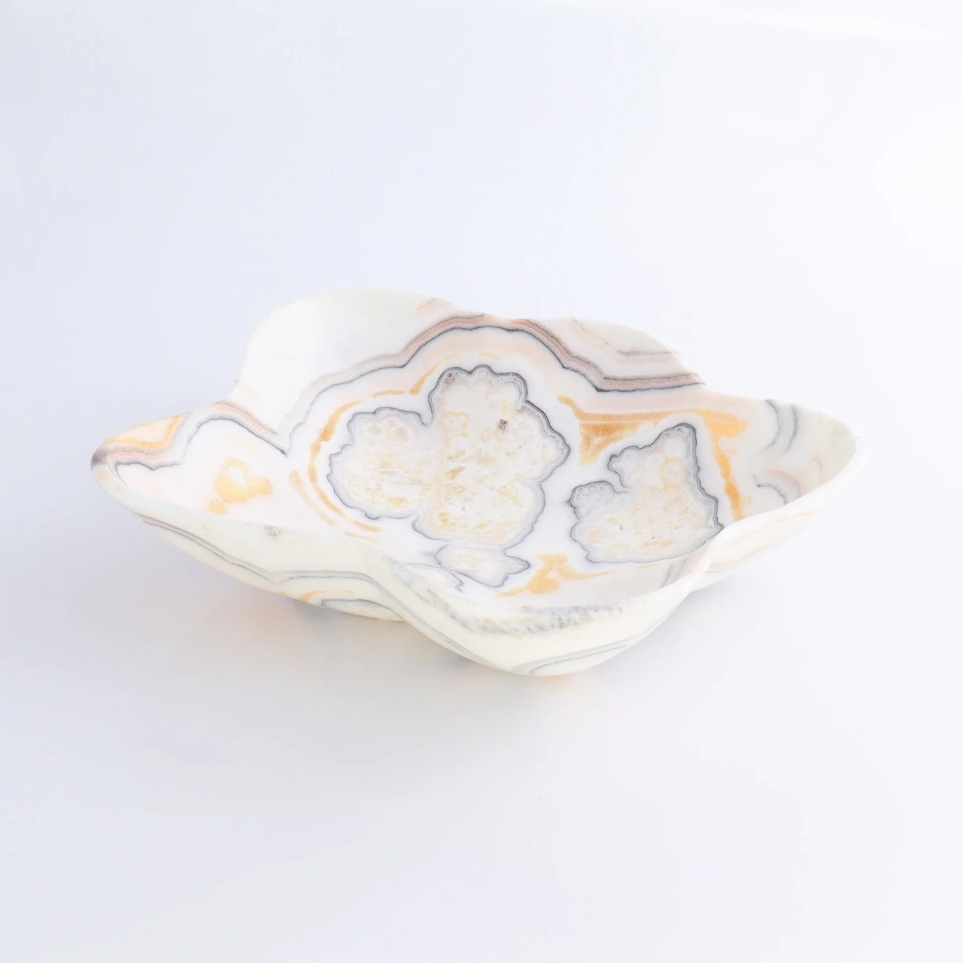 Exquisite Mexican Onyx & Calcite White Zebra Bowl
