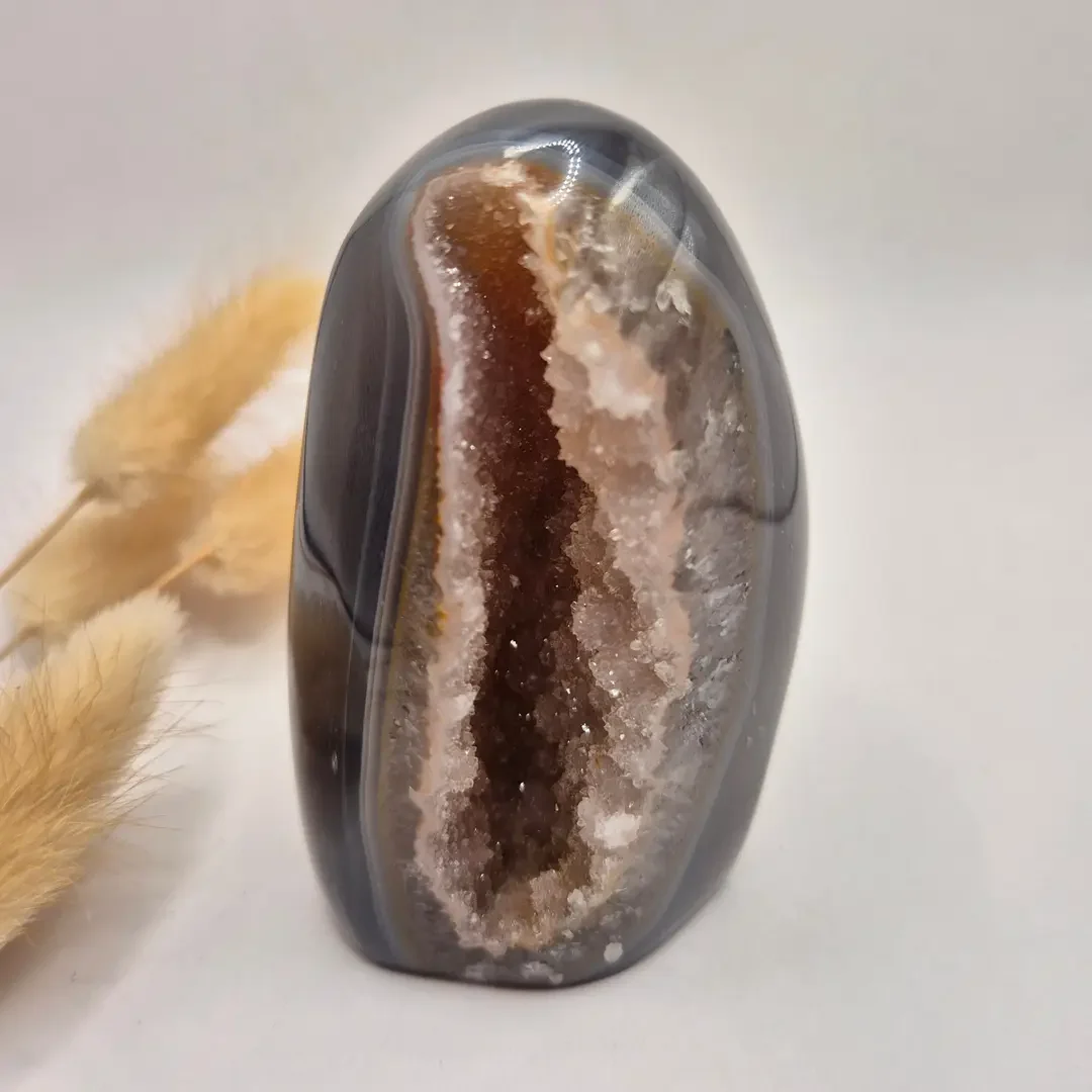 Druzy Gray Agate Freeform / Standing Gemstone Crystal