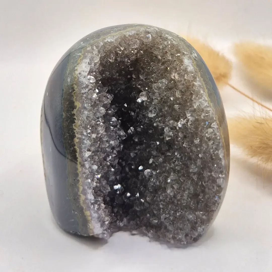 Druzy Gray Agate Freeform / Standing Gemstone Crystal