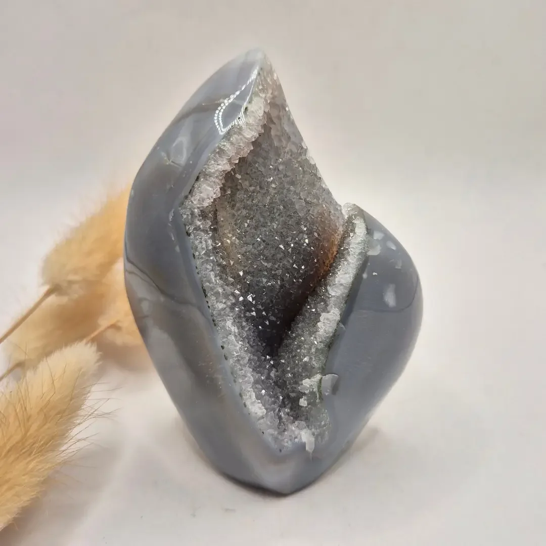 Druzy Gray Agate Freeform / Standing Gemstone Crystal