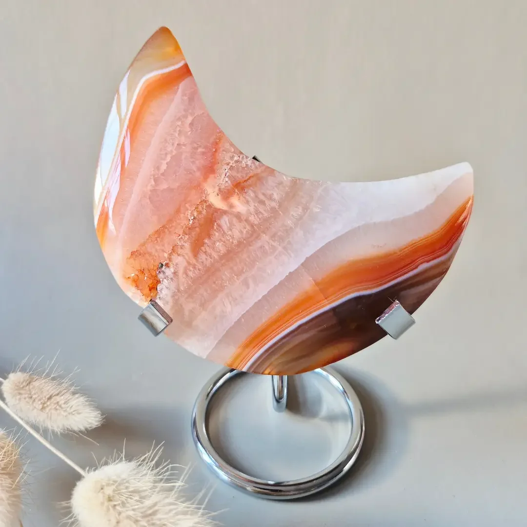 Gemstone Carnelian Moon on Stand