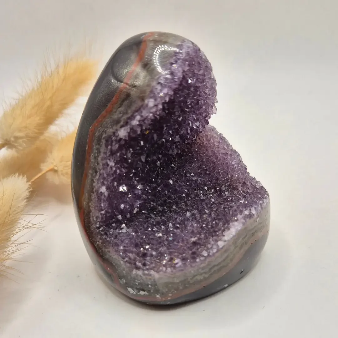 Druzy Gray Agate Freeform / Standing Gemstone Crystal