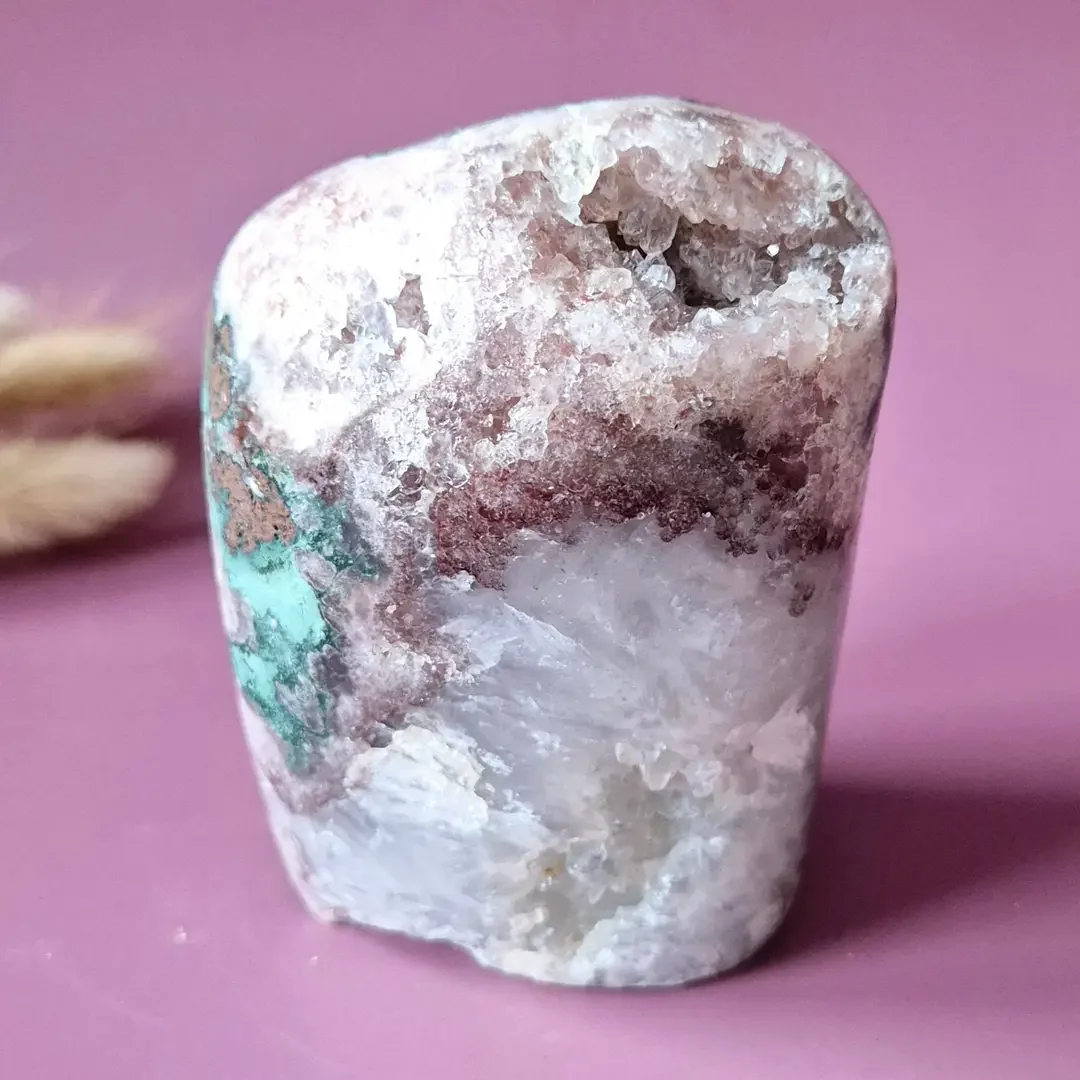 XL Gemstone Druzy Pink Amethyst Geode Freeform