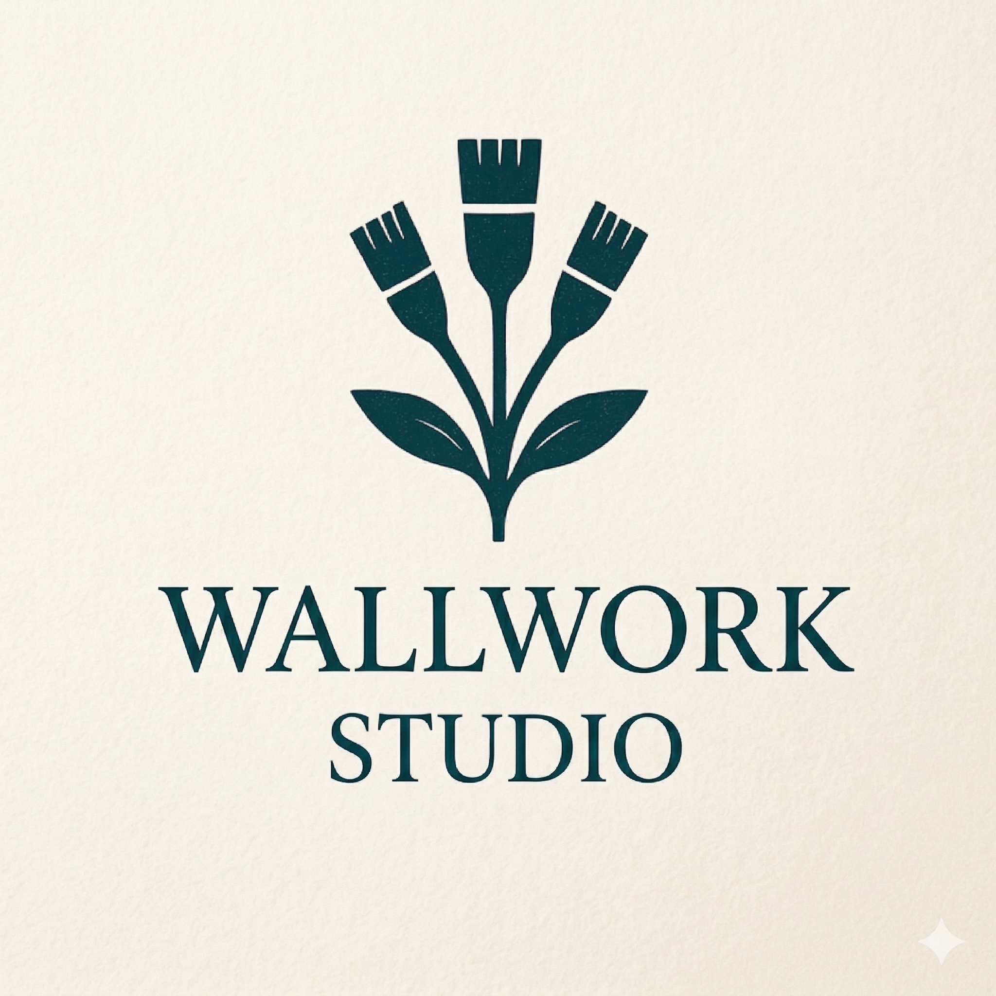 Wallwork Studio logo concept featuring a stylized tulip with paintbrush-shaped petals.
