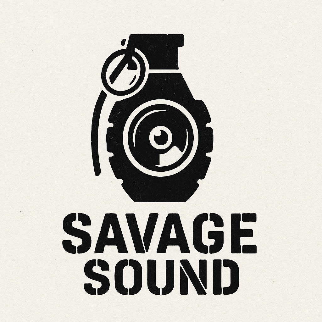 Savage Sounds logo concept featuring a stylized grenade, "Sound Grenade" direction.