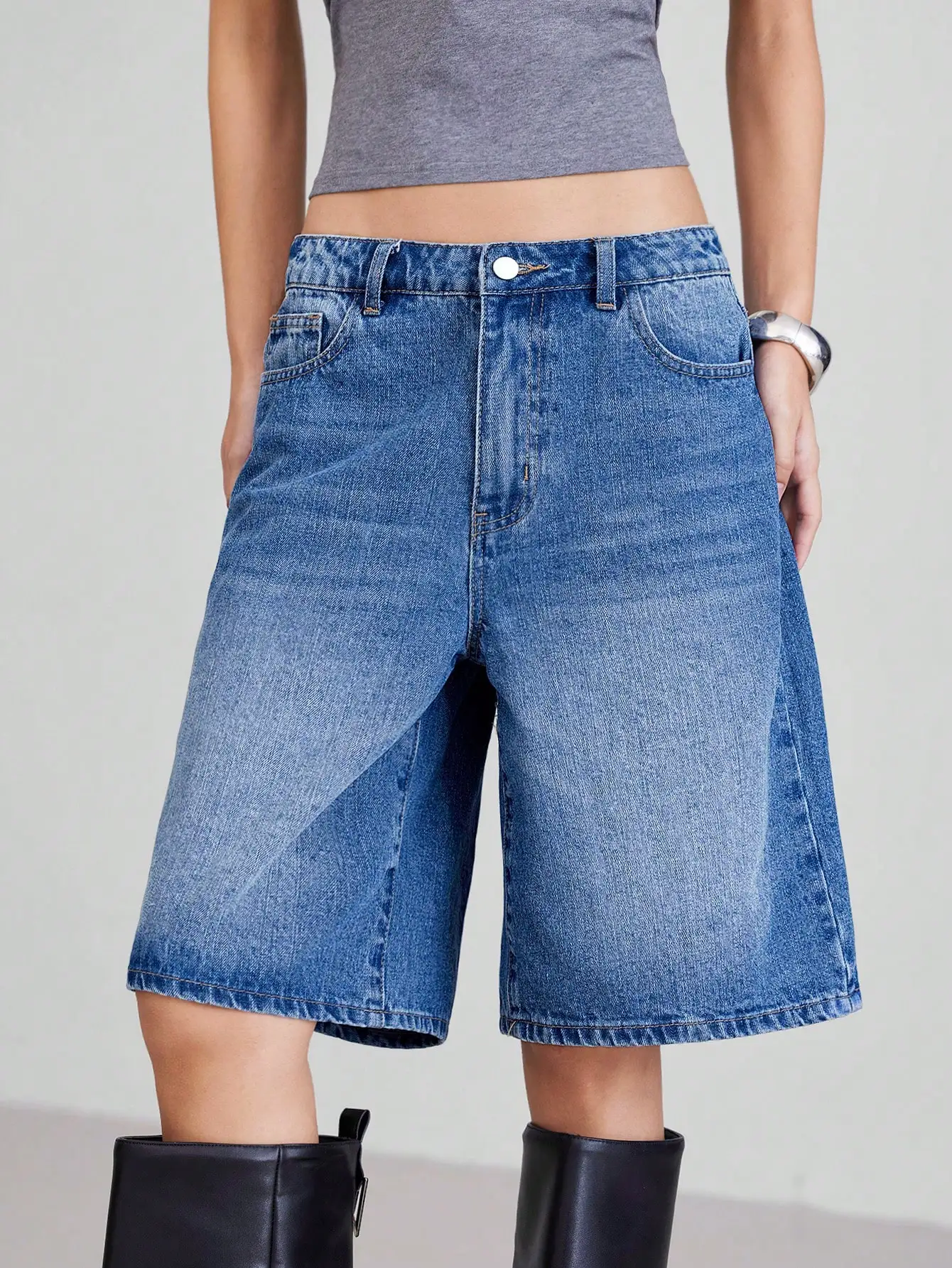 Retro High Waisted Denim Shorts for Women Summer 2026 Loose Fit Slimming