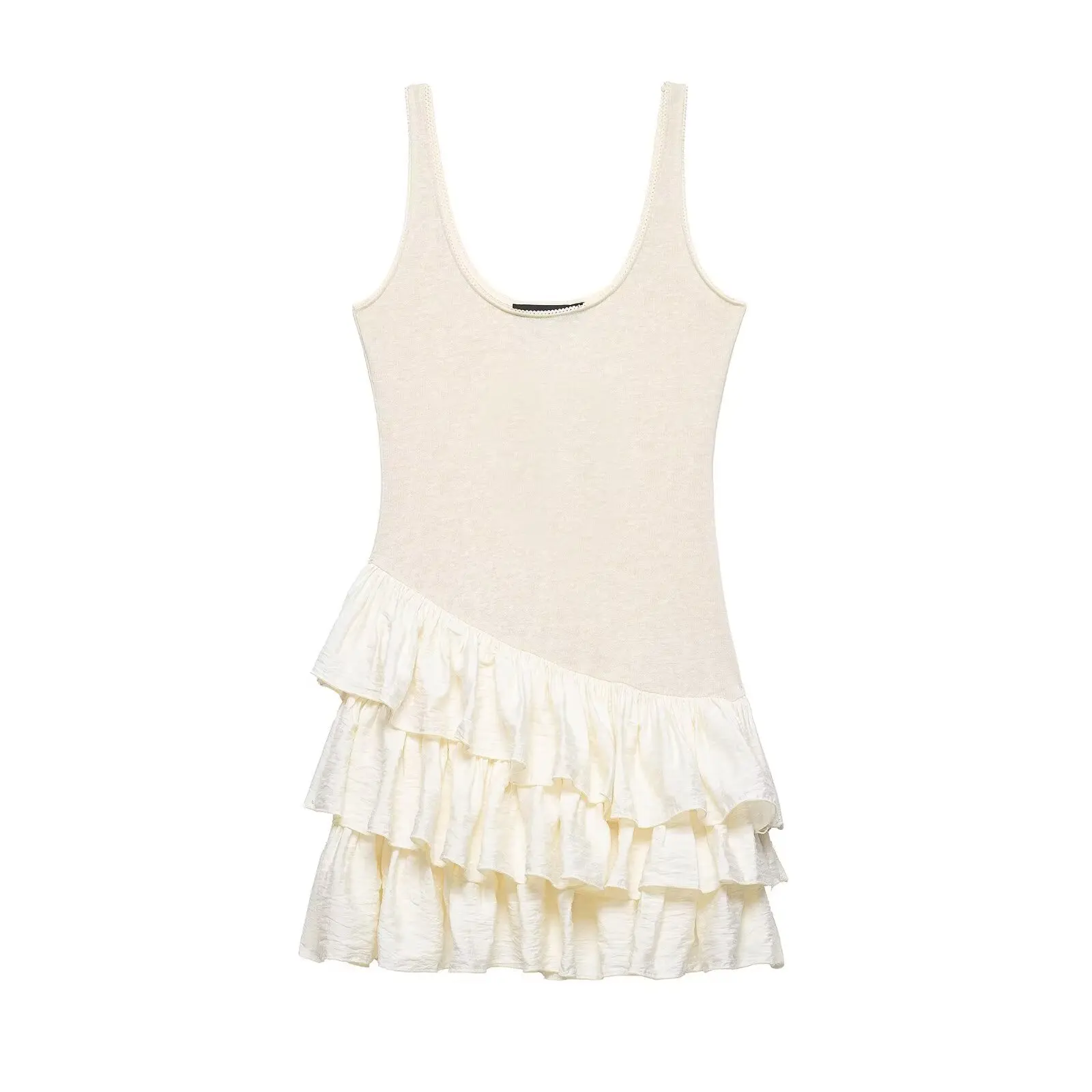 Summer 2026 Layered Splice Knitted Sleeveless Midi Dress for Women