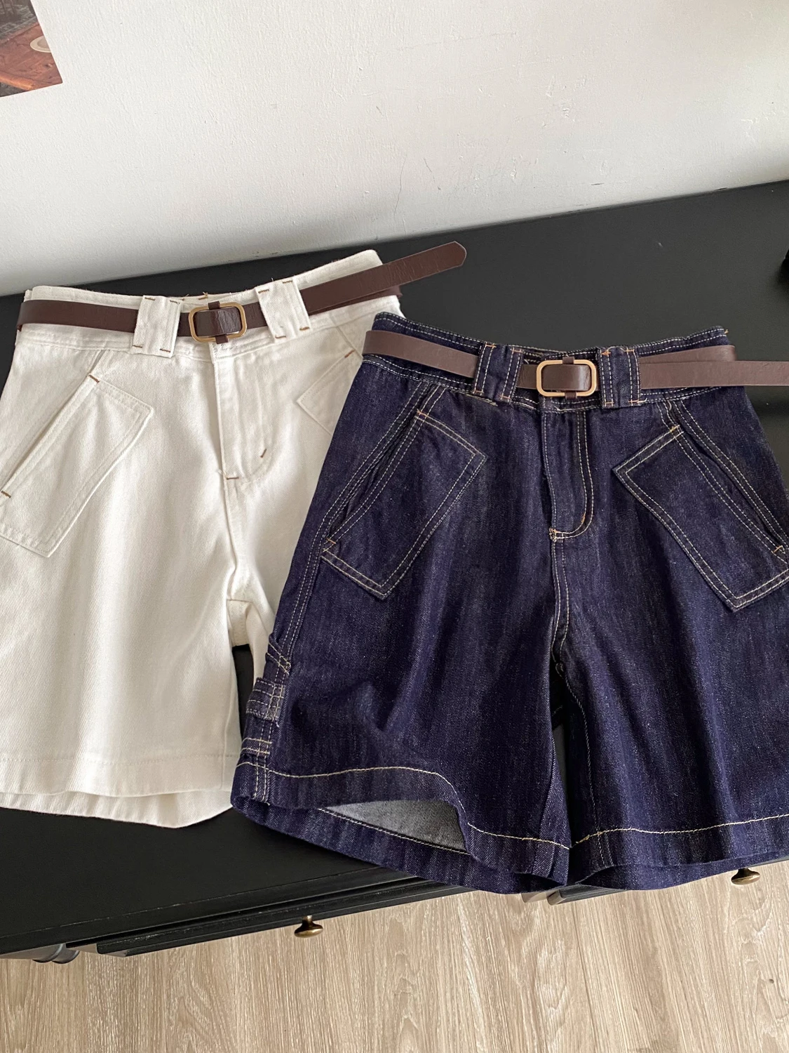 High Waist Loose Denim Shorts Womens Slimming Casual Spring Straight Leg