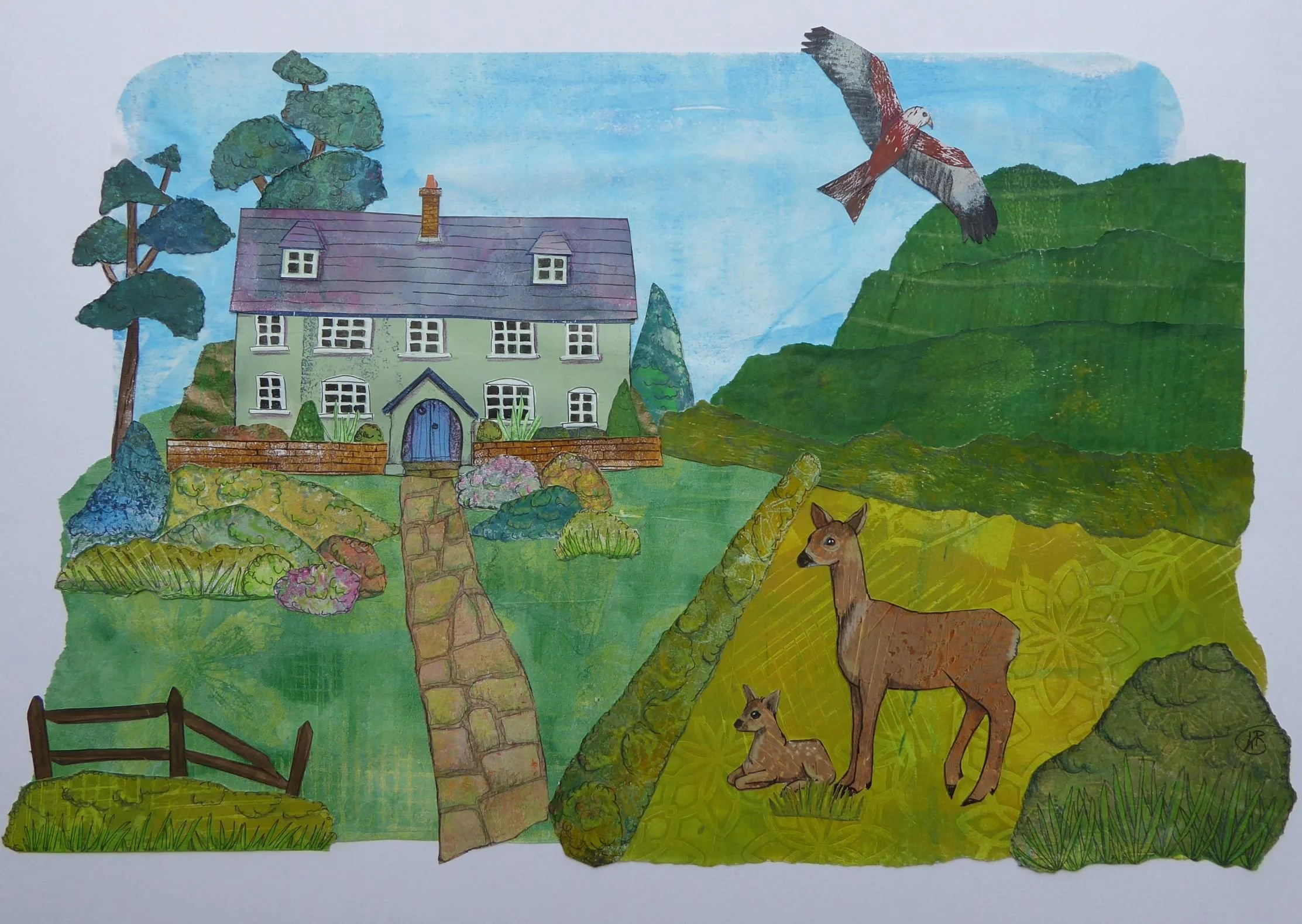 'Roe Deer and Red Kite' print
