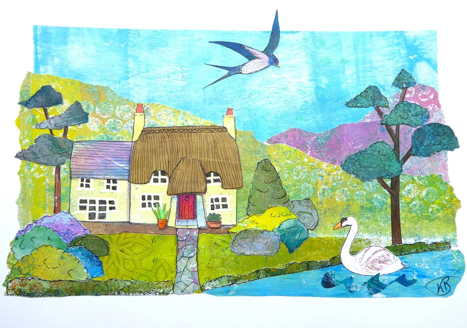 'Swallow and Swan' print