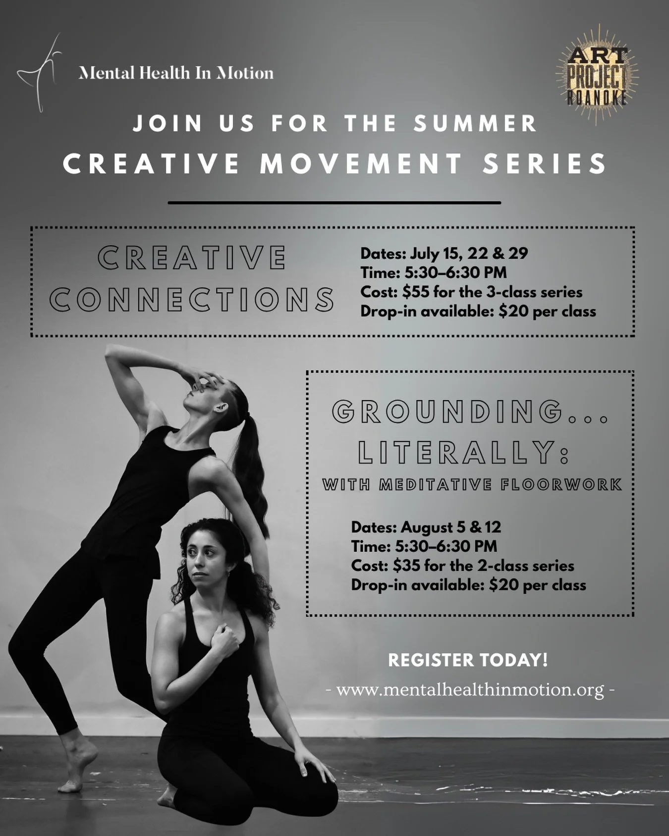 Just one week left to register for our upcoming Creative Movement series hosted at @artprojectroanoke ! 🌟

Whether you&rsquo;re discovering movement for the first time or finding your way back to it, this series is all about moving without judgment,