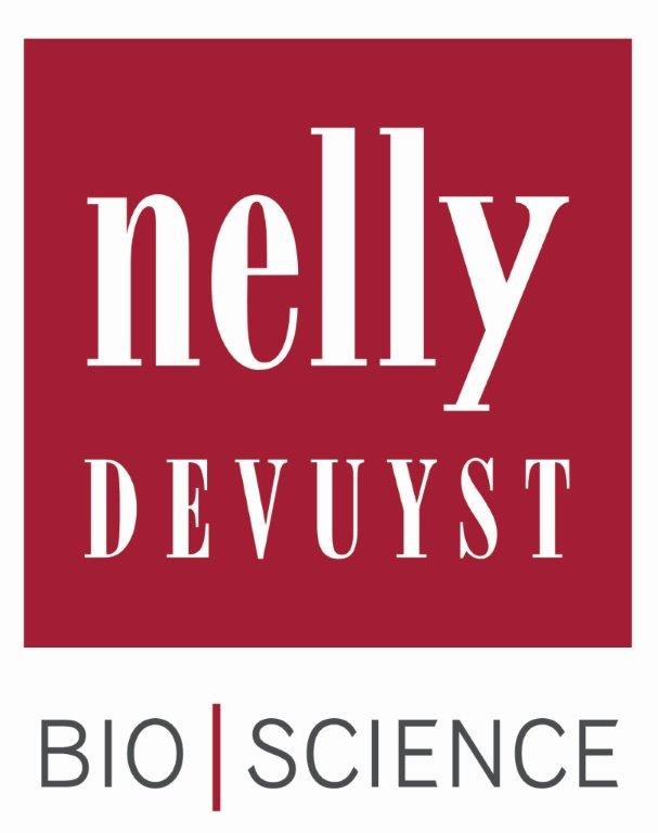 Logo for Nelly Devyst BioScience with a red background and white and black text.