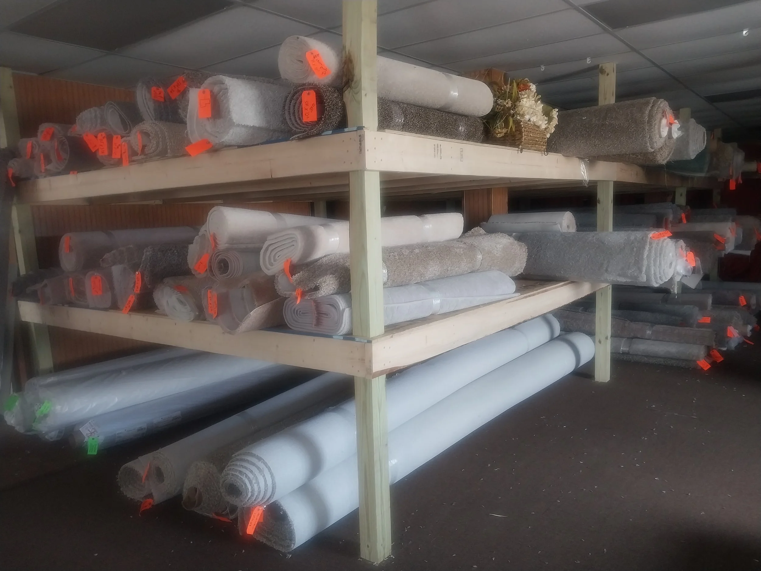 Spools of carpet in stock