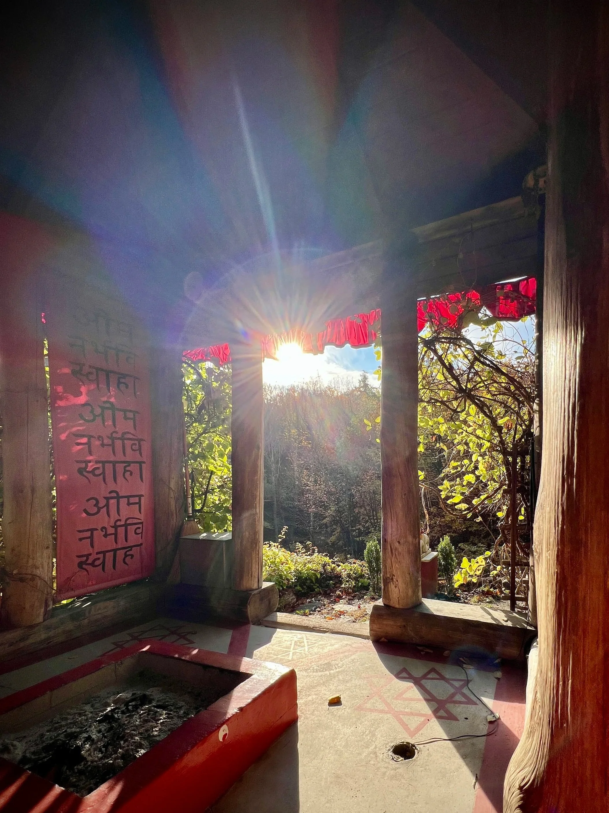 Surya peeking through the doorway of the Balaji shrine