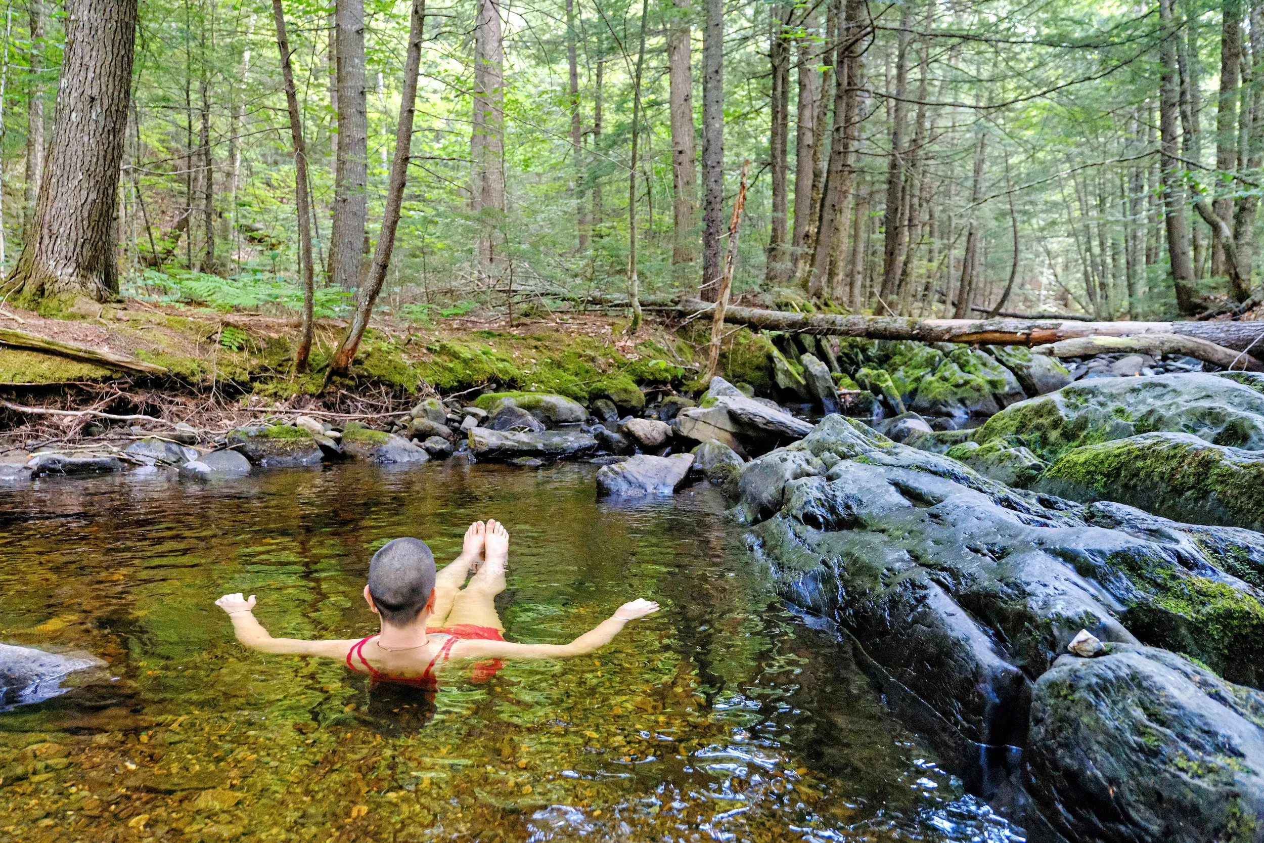 floating in a pool in Lemon stream