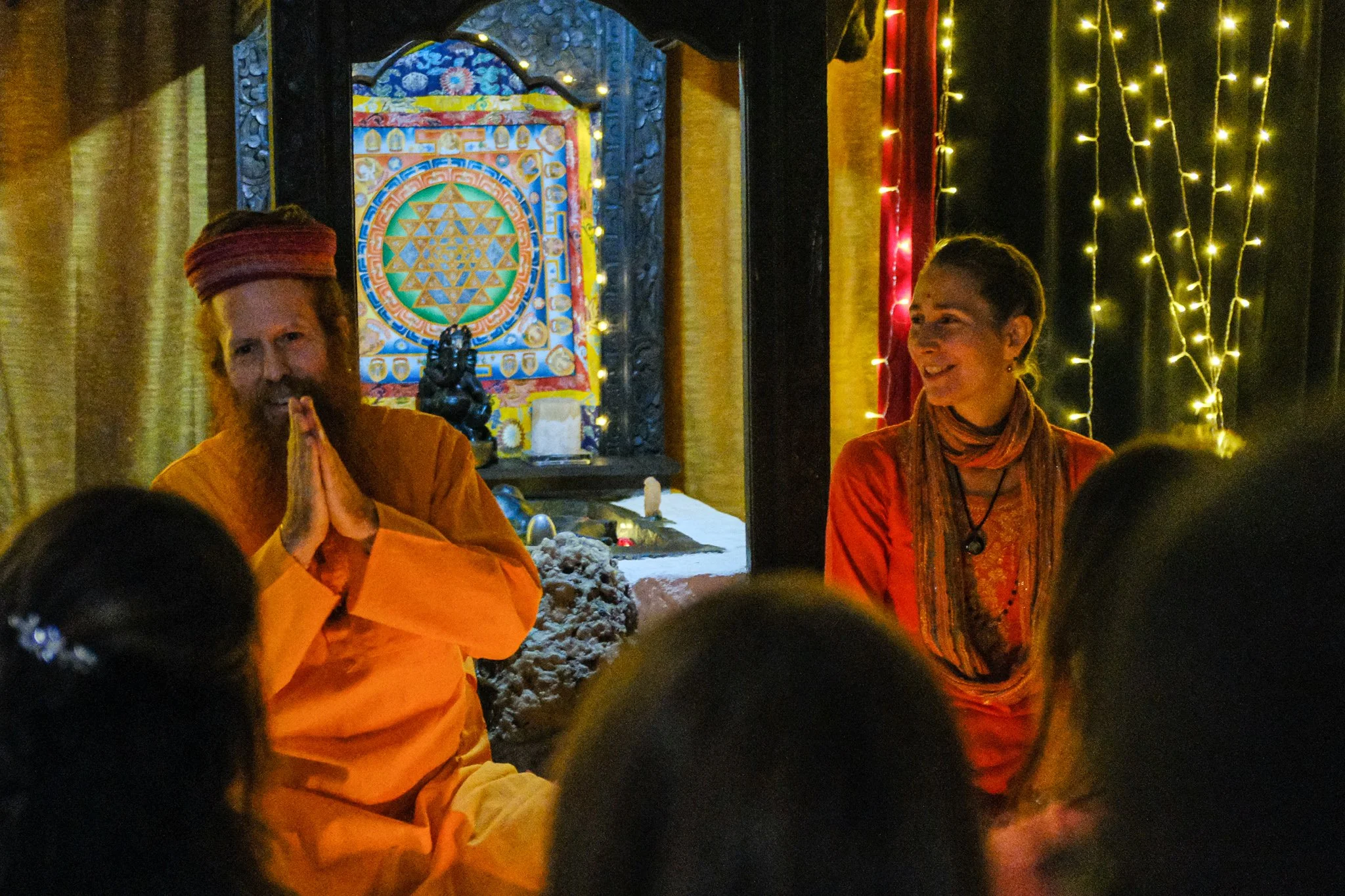 gurus of sat manav giving teachings at the shakti temple