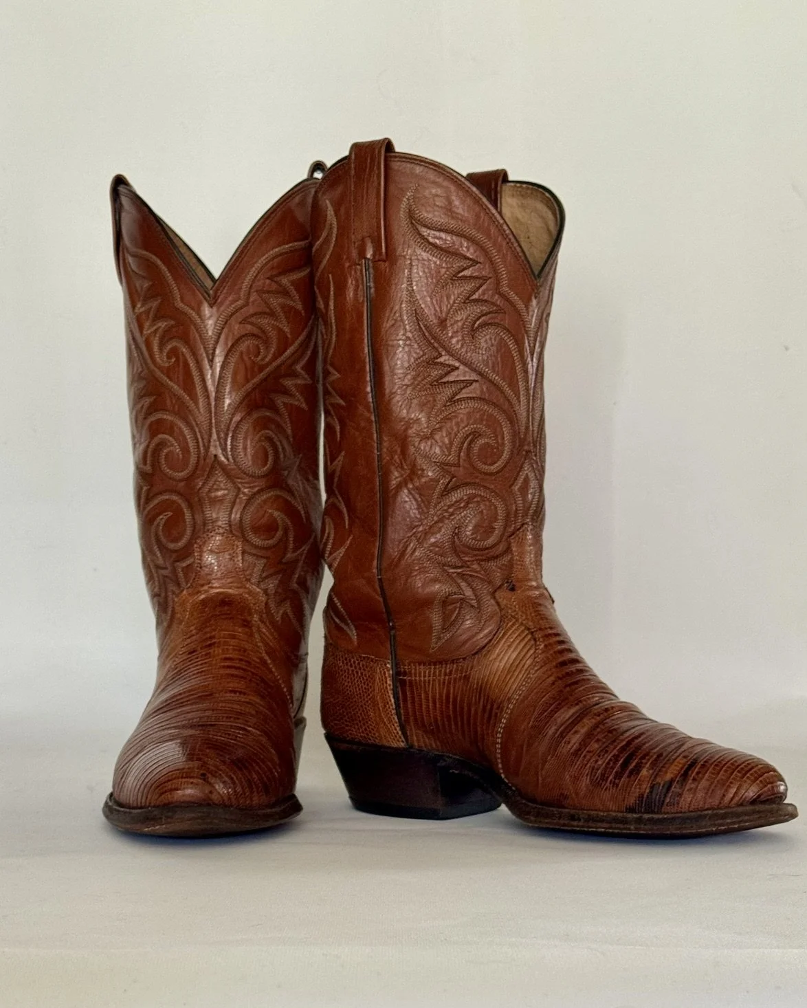 Dan Post Lizard Skin Cowboy Boots Men's 9 EW Brown Western Exotic Leather