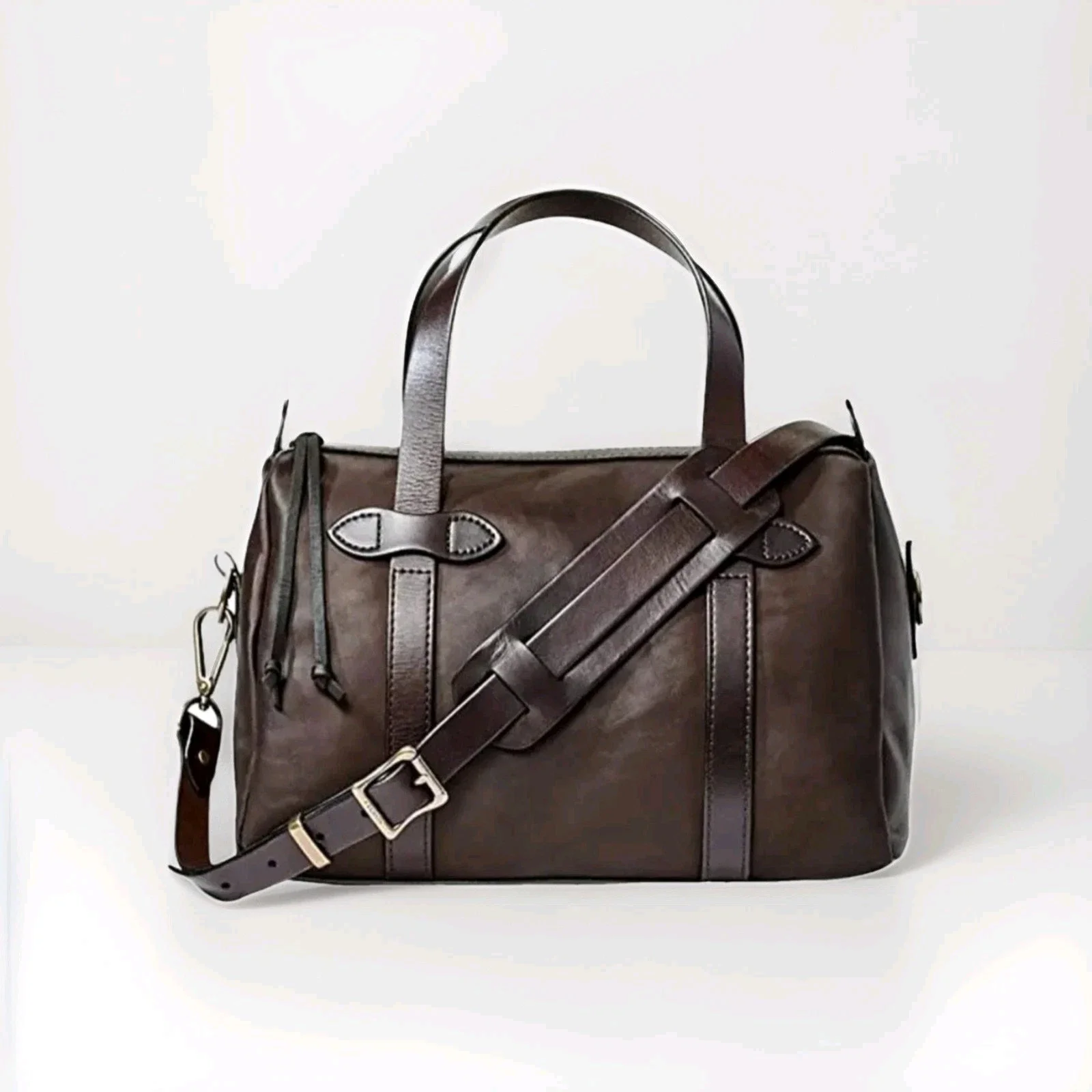 Filson Weatherproof Leather Satchel Bag Sierra Brown