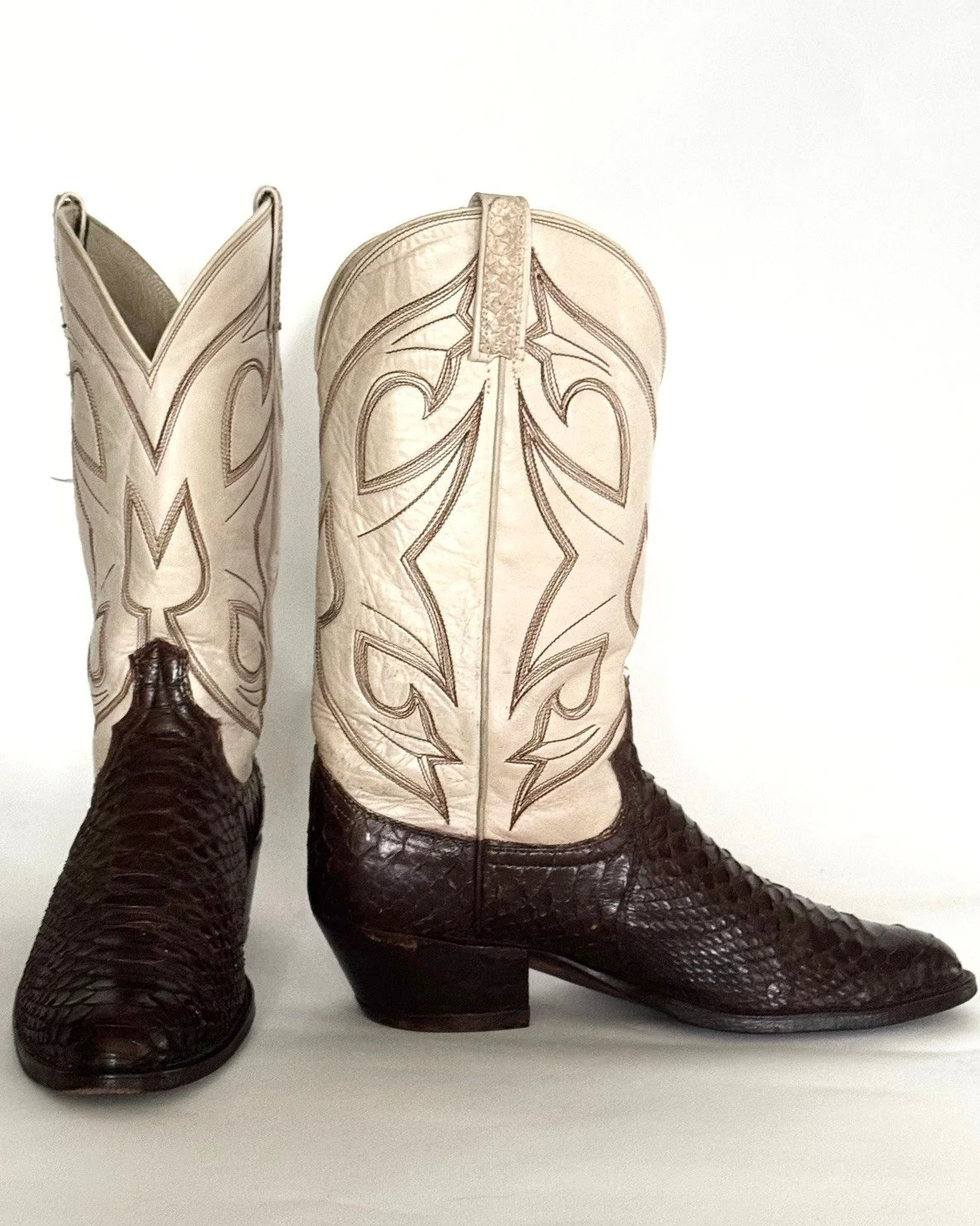 Dan Post Python Snakeskin Cowboy Boots Men’s Size 10 D Brown Exotic Leather Western Round Toe