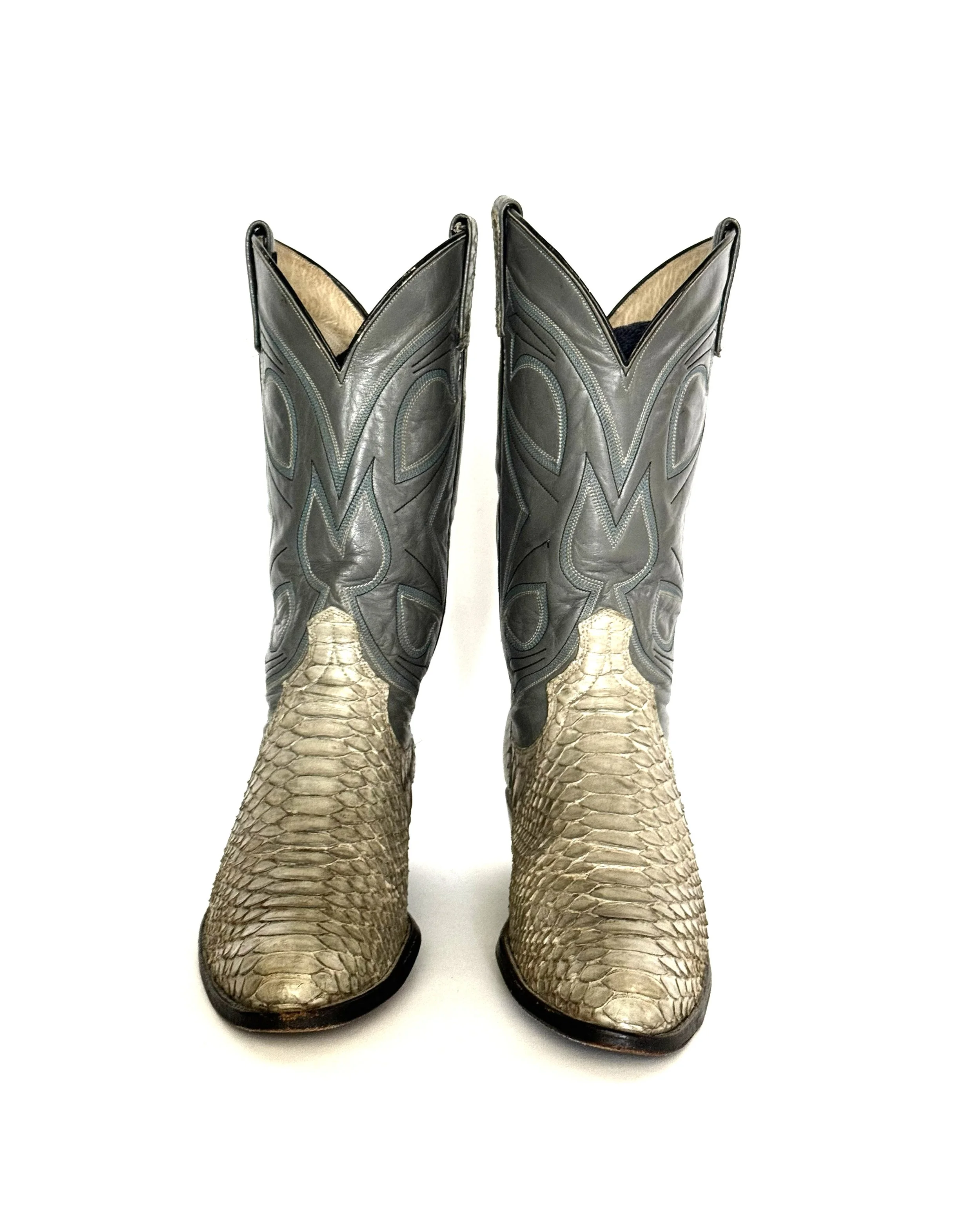 Dan Post Python Snakeskin Cowboy Boots Men’s Size 10 D Gray Western Exotic Leather