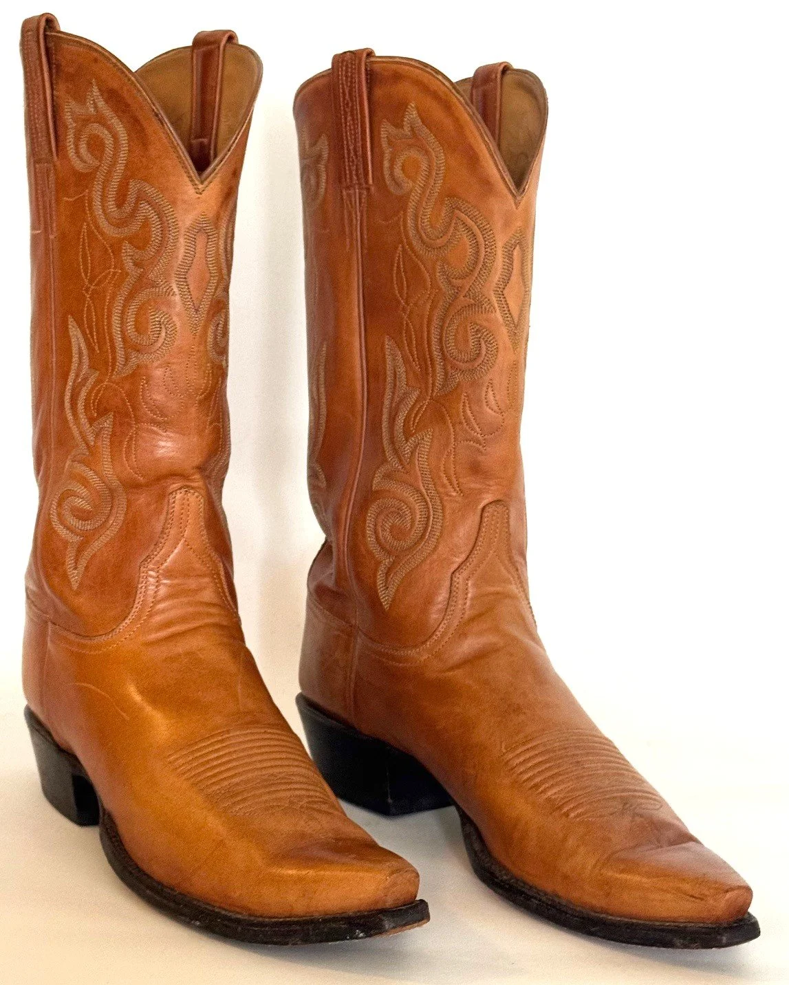 Lucchese Cowboy Boots Men’s Size 11 B Tan Leather Western Classic Round Toe USA Made