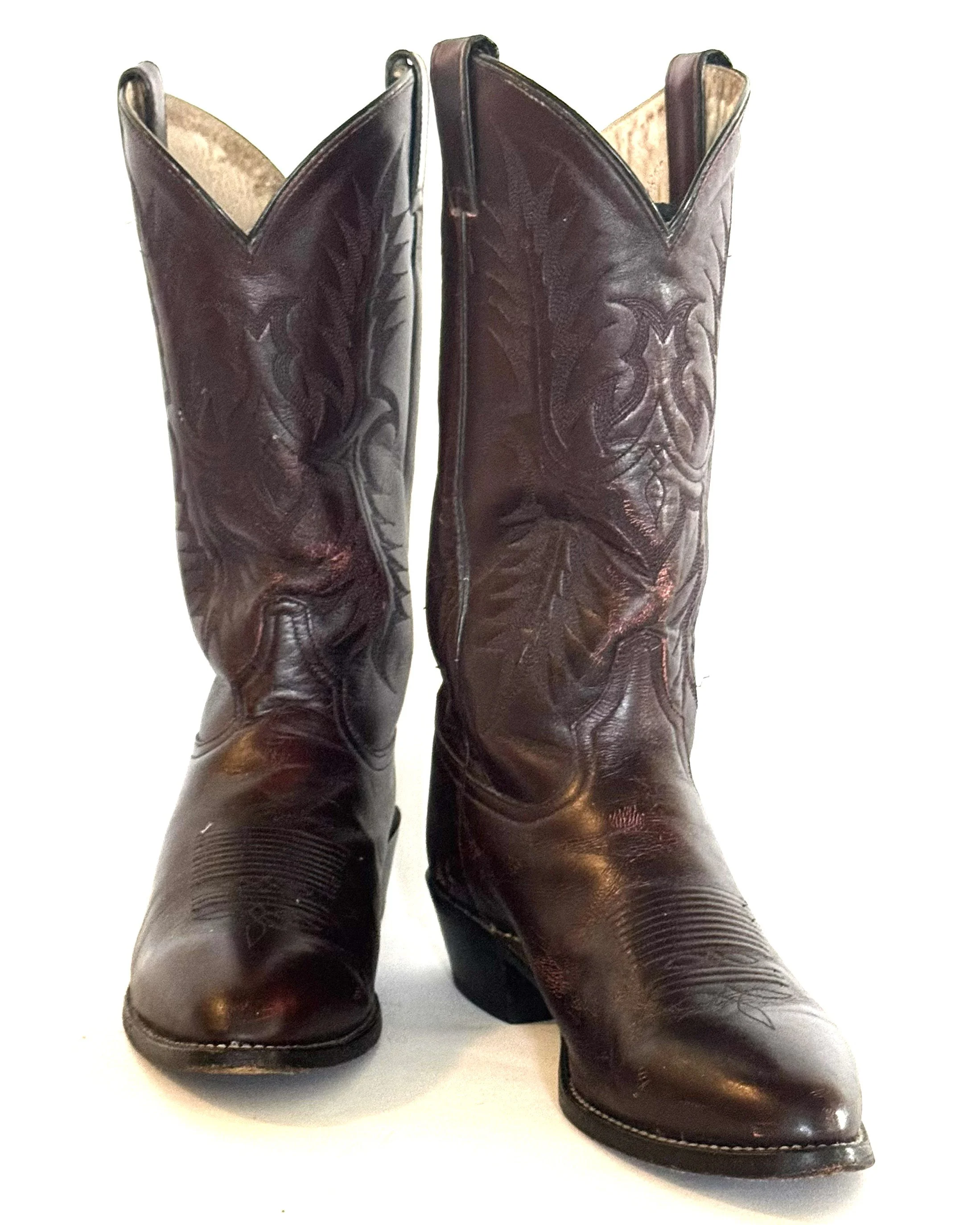 Tony Lama Cowboy Boots Men’s 11.5 D Brown Leather Western Round Toe USA Made
