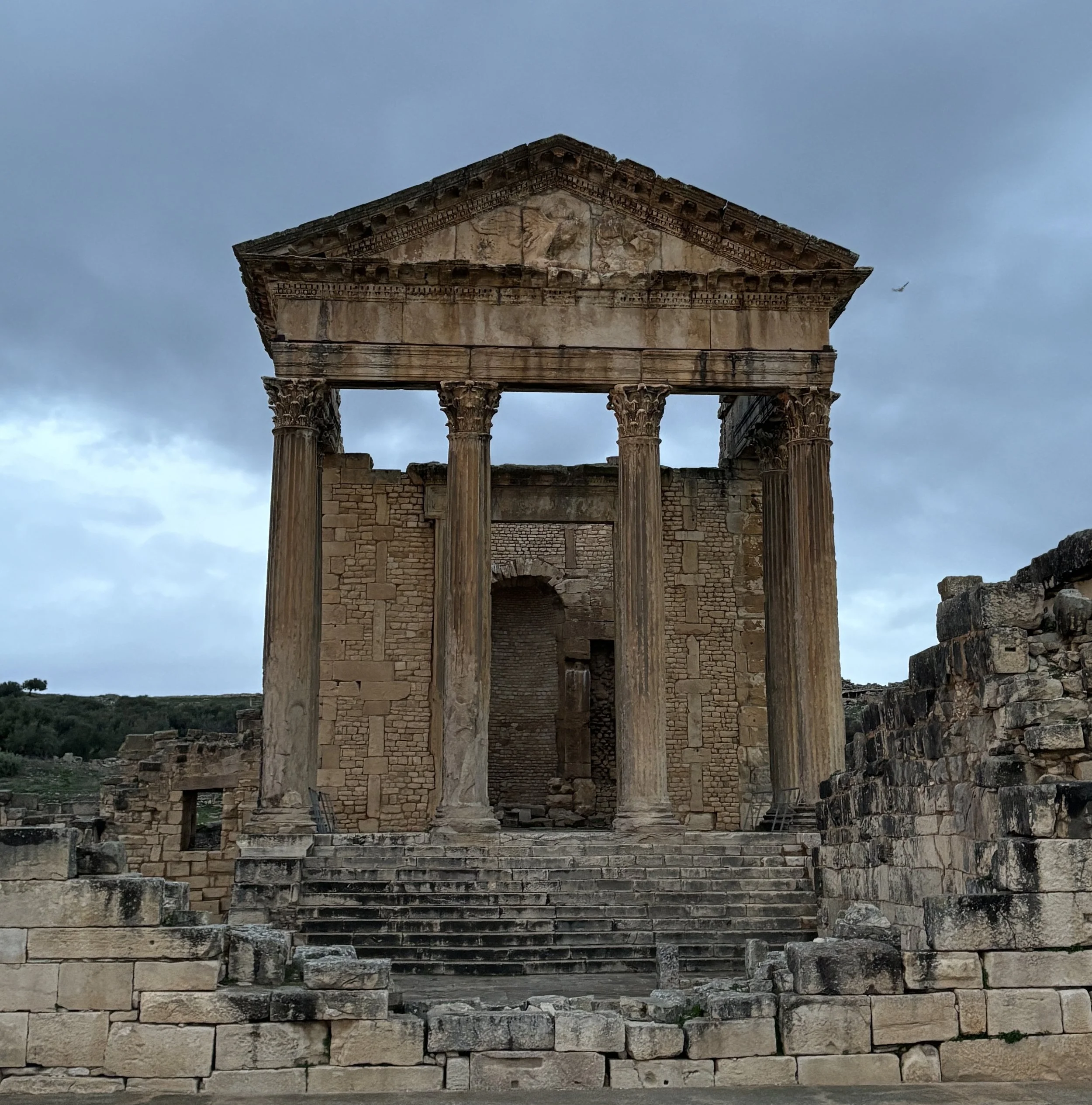 Roman ruins of the Béja archaeological site at Dougga.