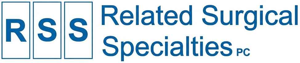 Logo for Related Surgical Specialties PC featuring the initials 'RSS' in blue within square outlines.