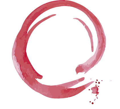 Icono de un vaso de vino en un fondo rosa.