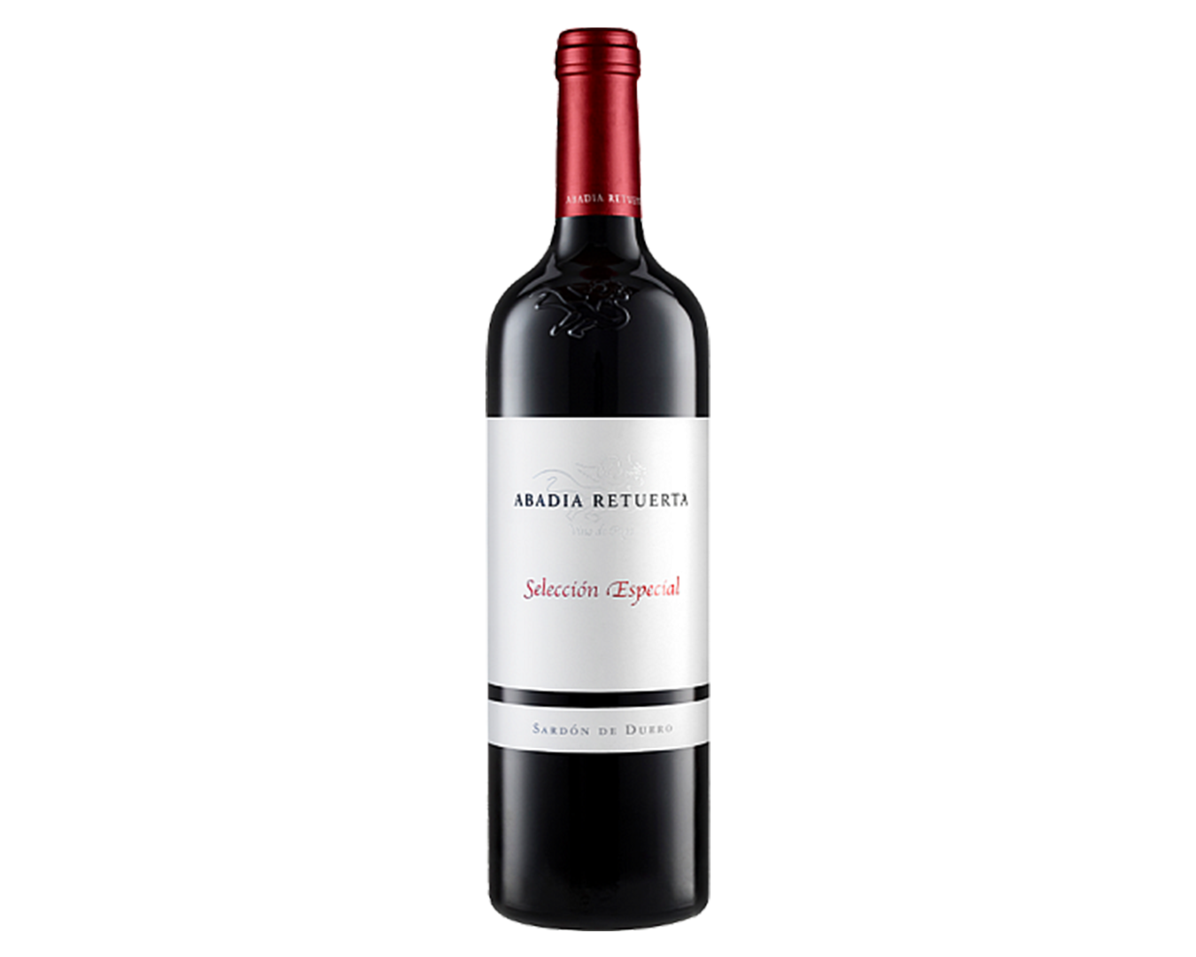 botella de vino tinto con etiqueta blanca y corcho rojo