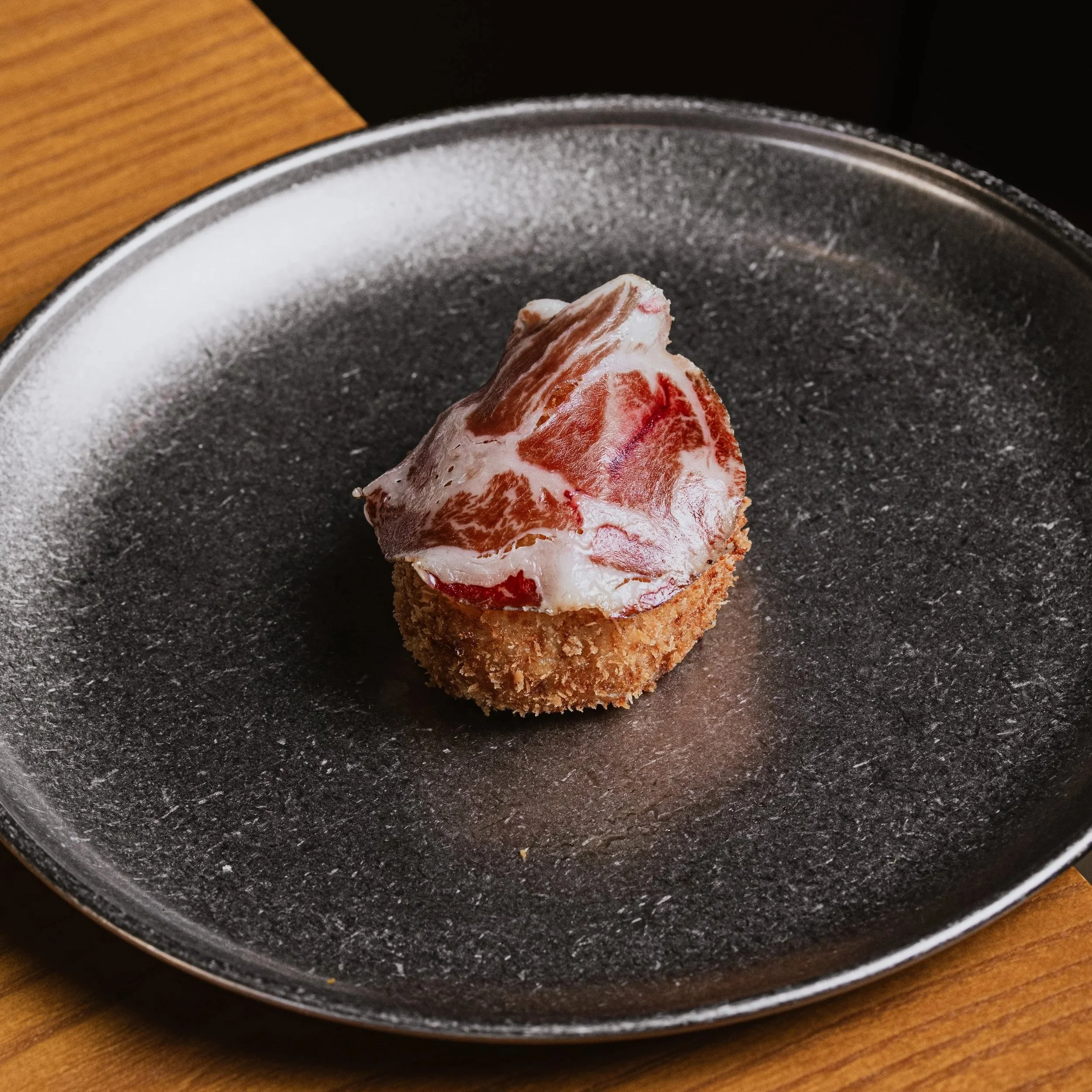 Croqueta de jamon y coppa joselito