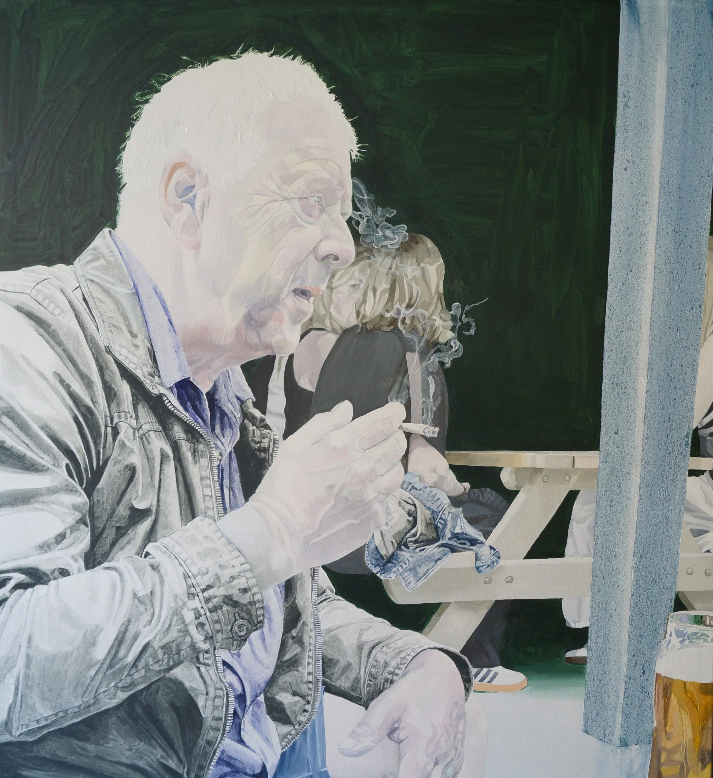 Smoking (2), oil paint on canvas – 115x105x2cm (February 2026)