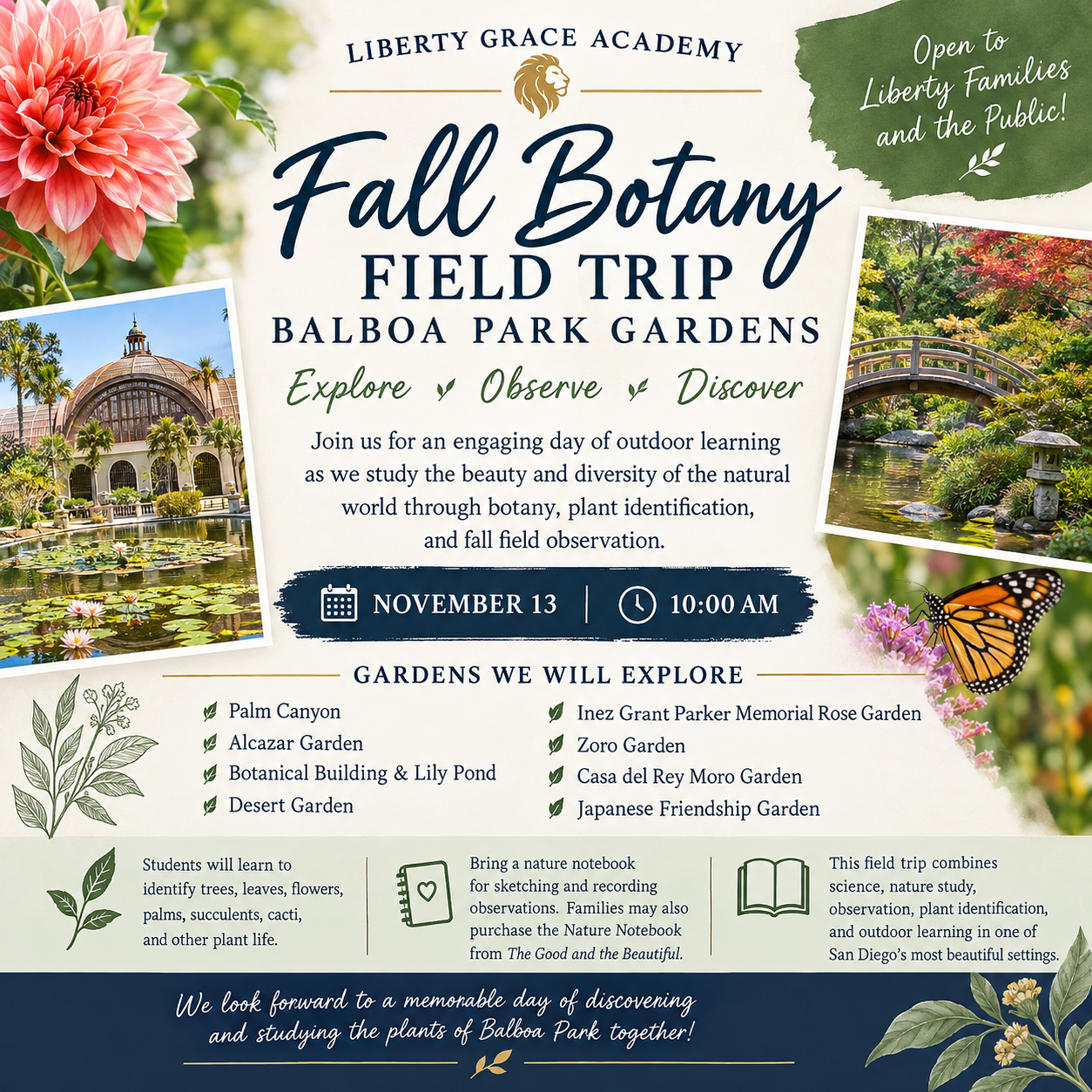 🌿 Fall Botany Field Trip: Balboa Park Gardens 11/12/2026