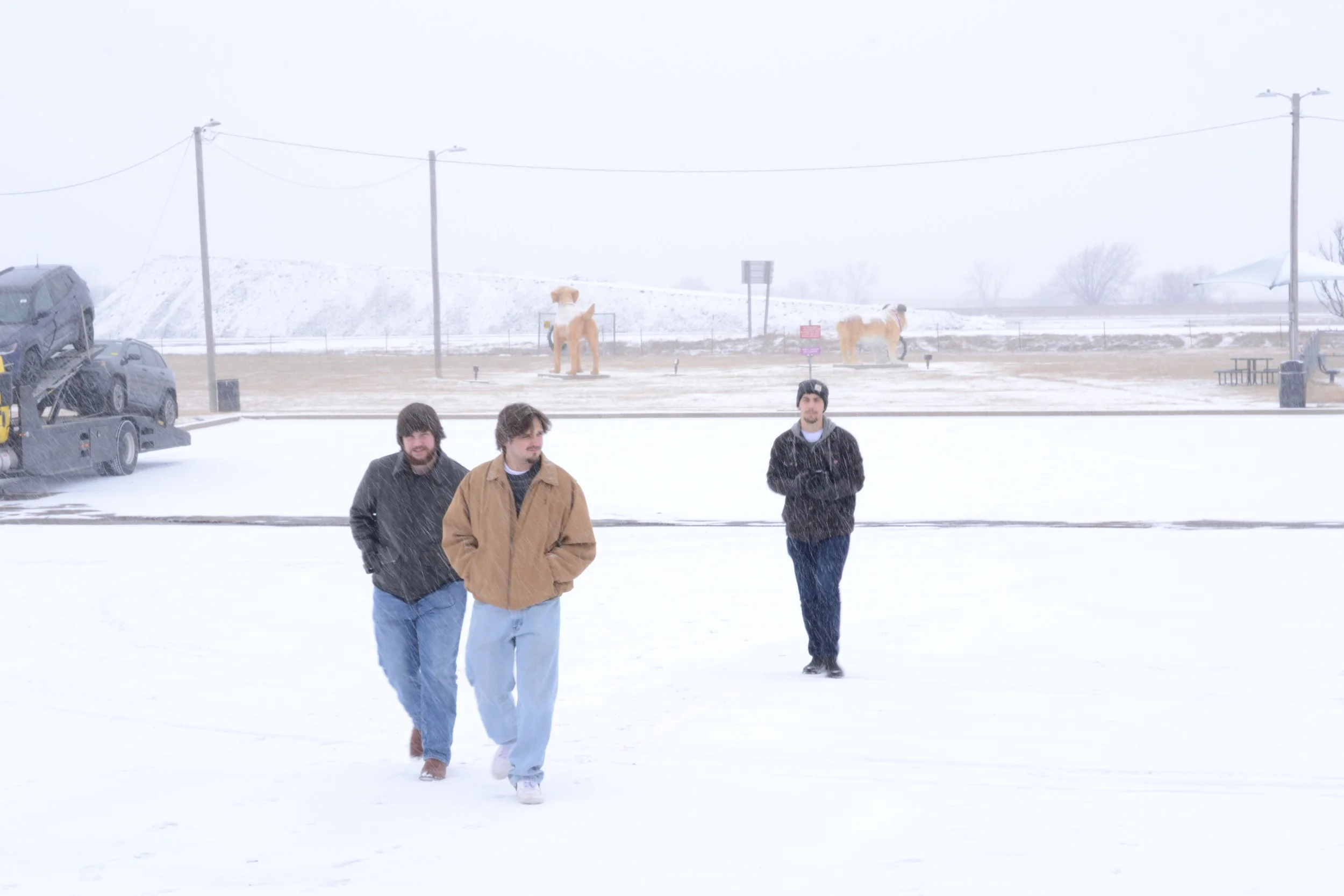Behind the scenes photograph from the short film HOTHEADS (2025), featuring directors Ryan Christopher Park and Jake Ayers, and Director of Photography, Kaden Wittig. Photo taken by Preston Schnoor.