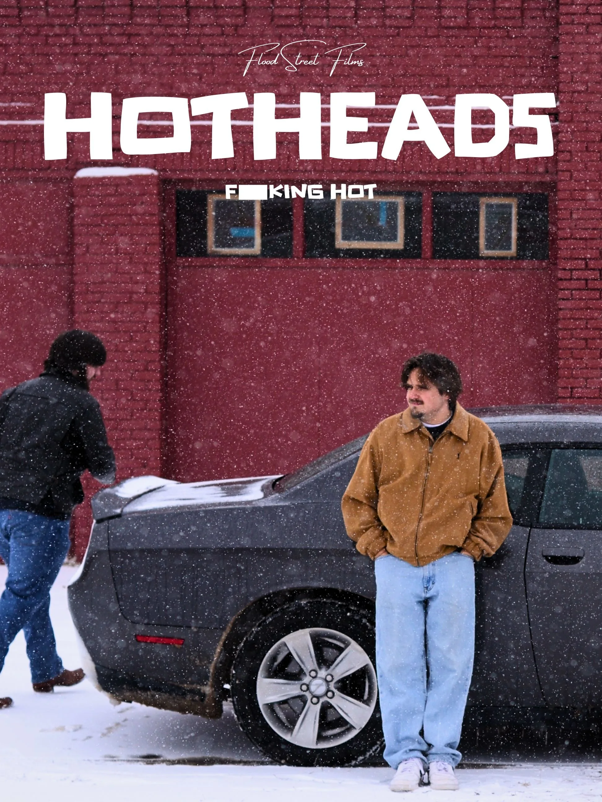 the HOTHEADS (2025) poster, featuring Ryan Christopher Park and Jake Ayers on the cover, behind their infamous car.