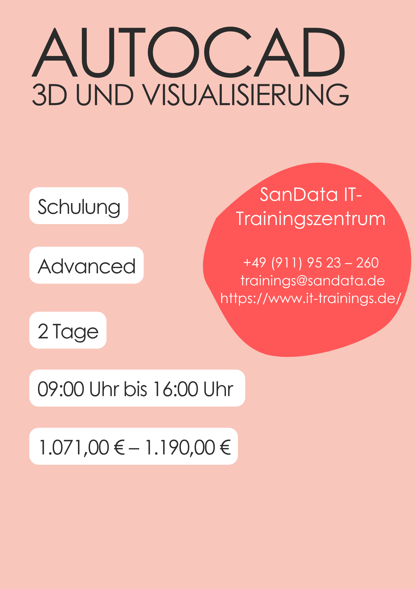 SanData IT-Trainingszentrum | AutoCAD - 3D und Visualisierung