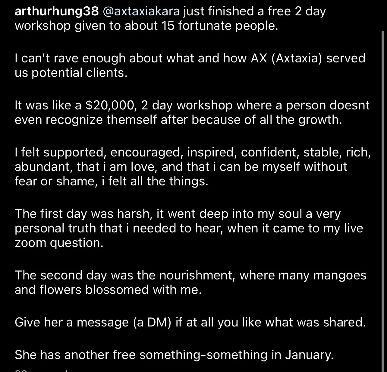 Axtaxia Kara coaching testimonial