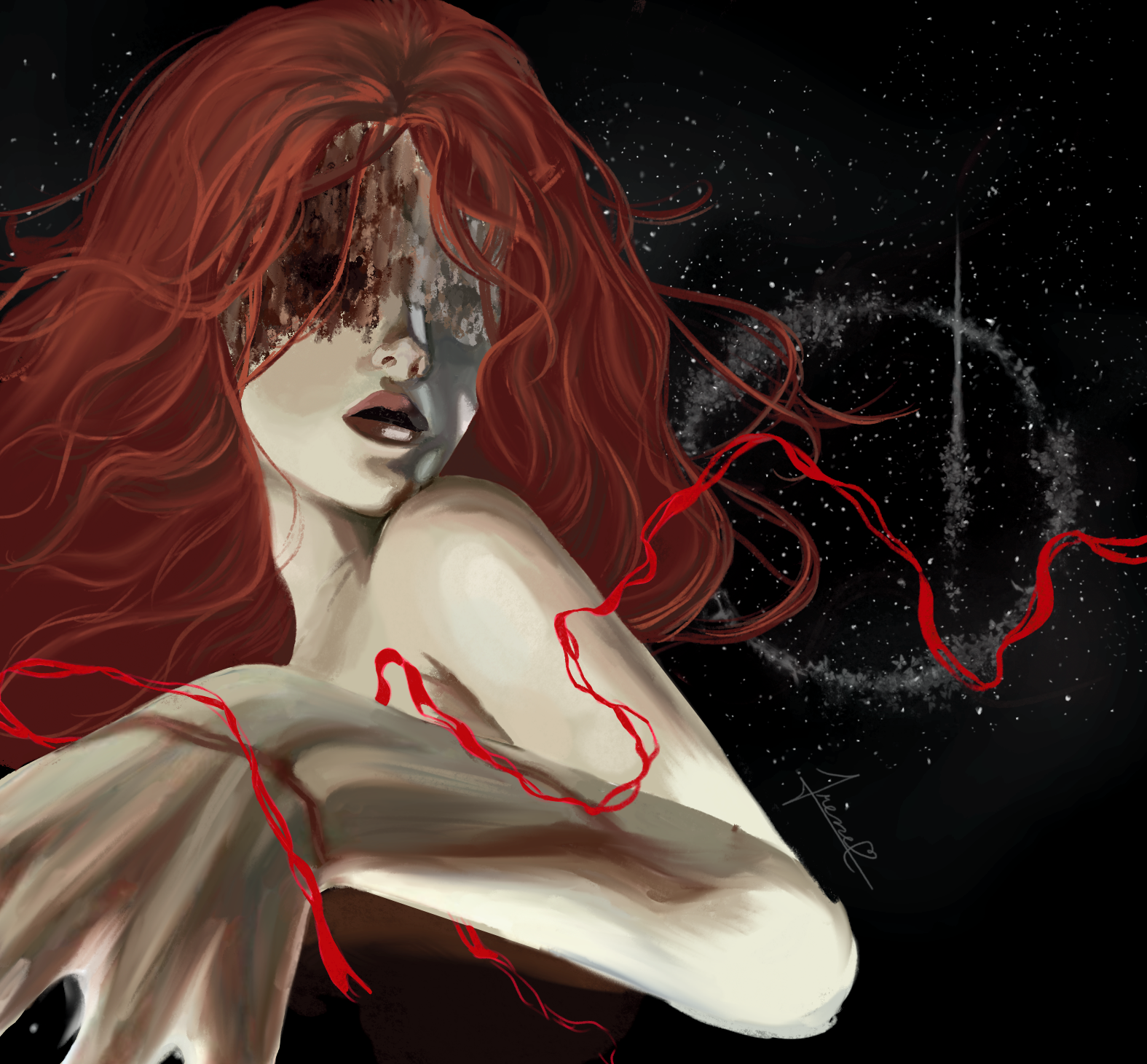 Digital painting of Malenia Goddess of Rot from Eldenring