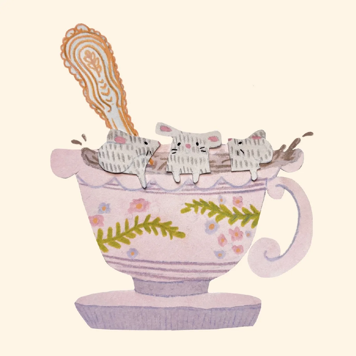Mice in a Teacup Art Print