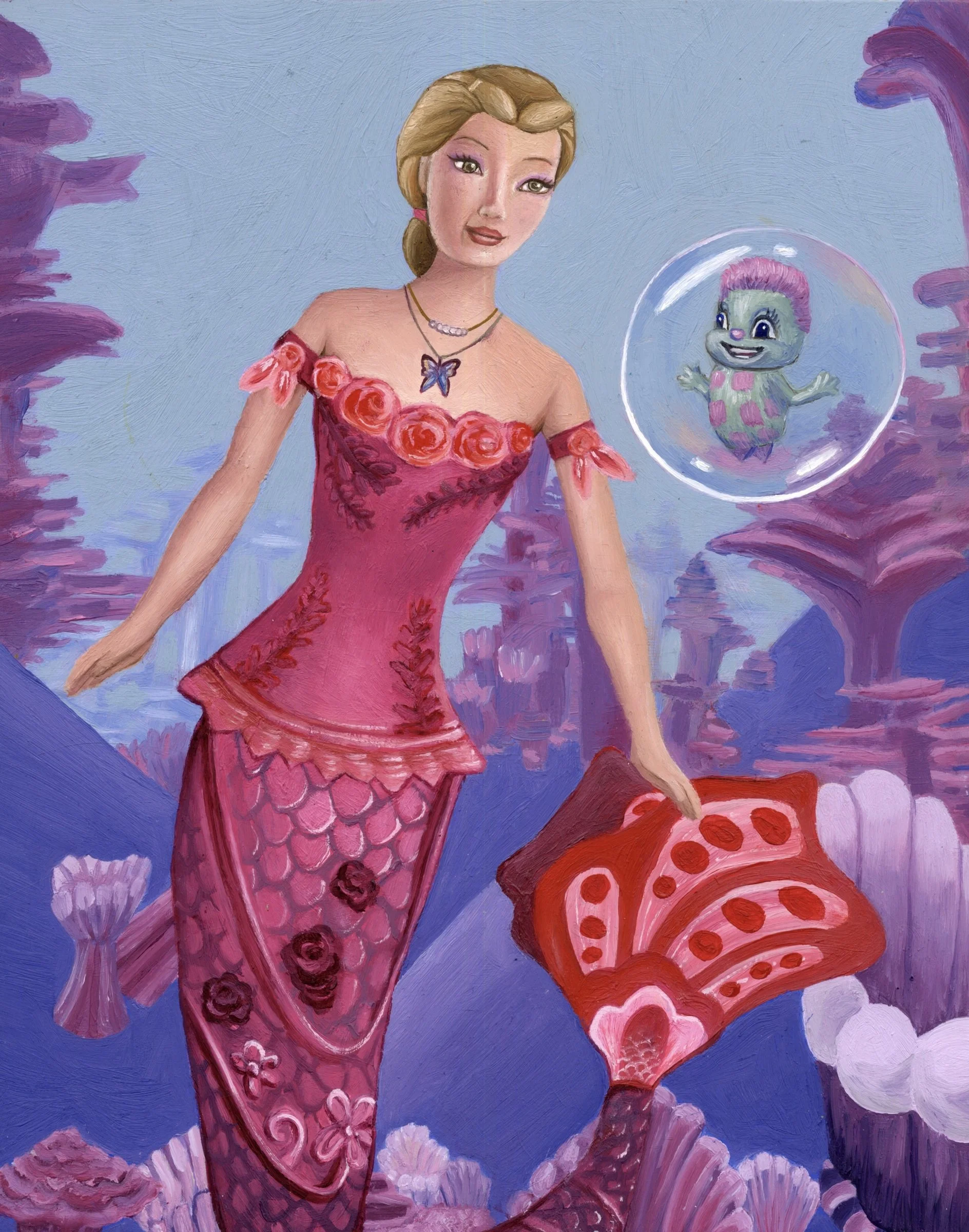 Mermaid and Sea Creatures Art Print