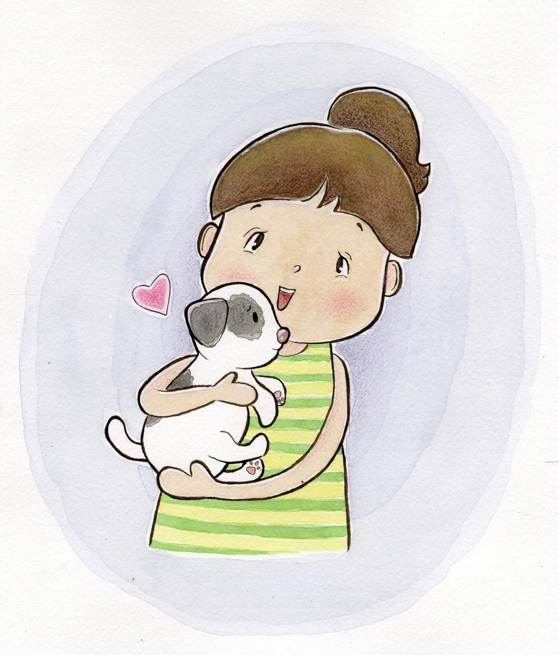 Girl and Puppy Art Print