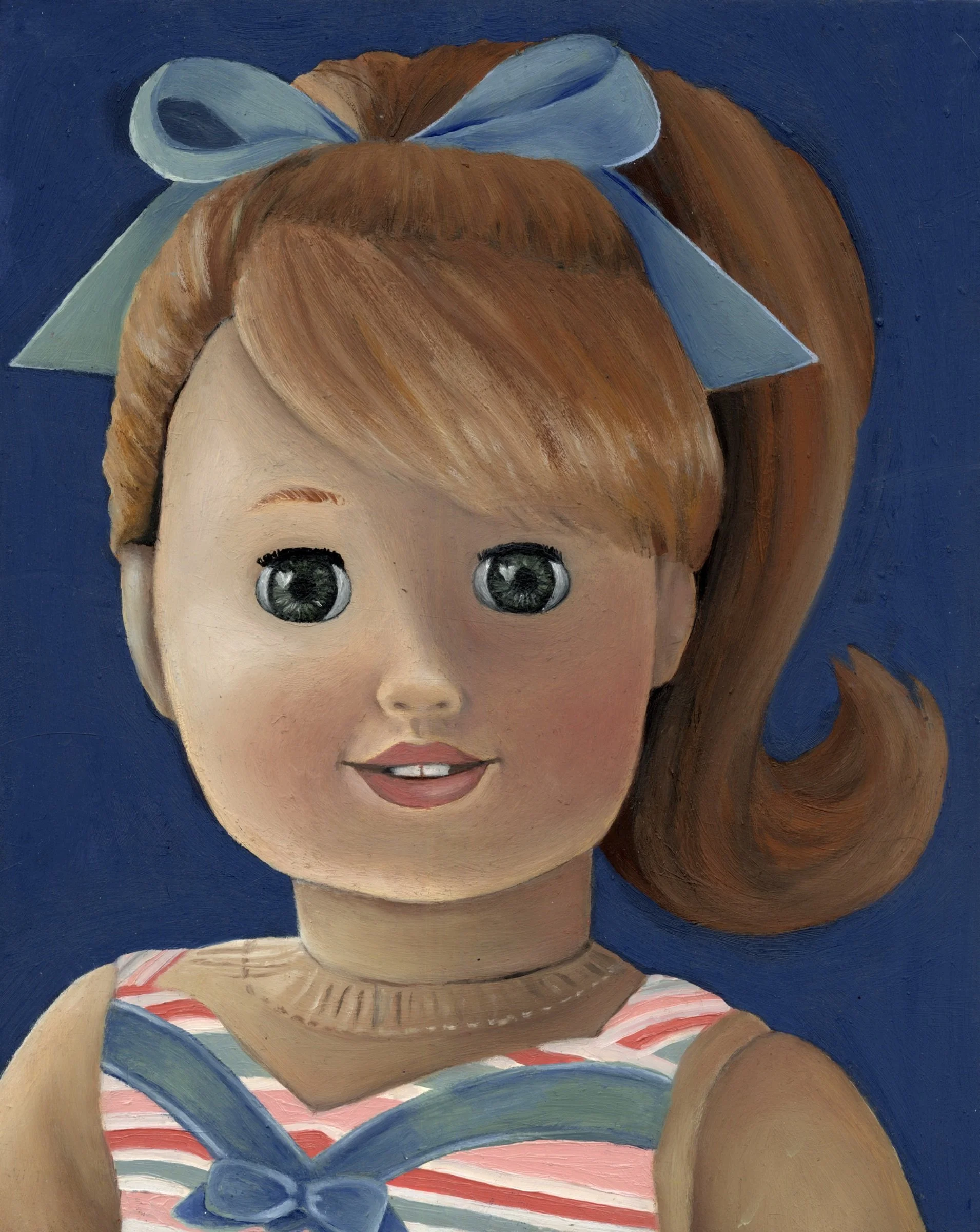 Blue Bow Doll Art Print
