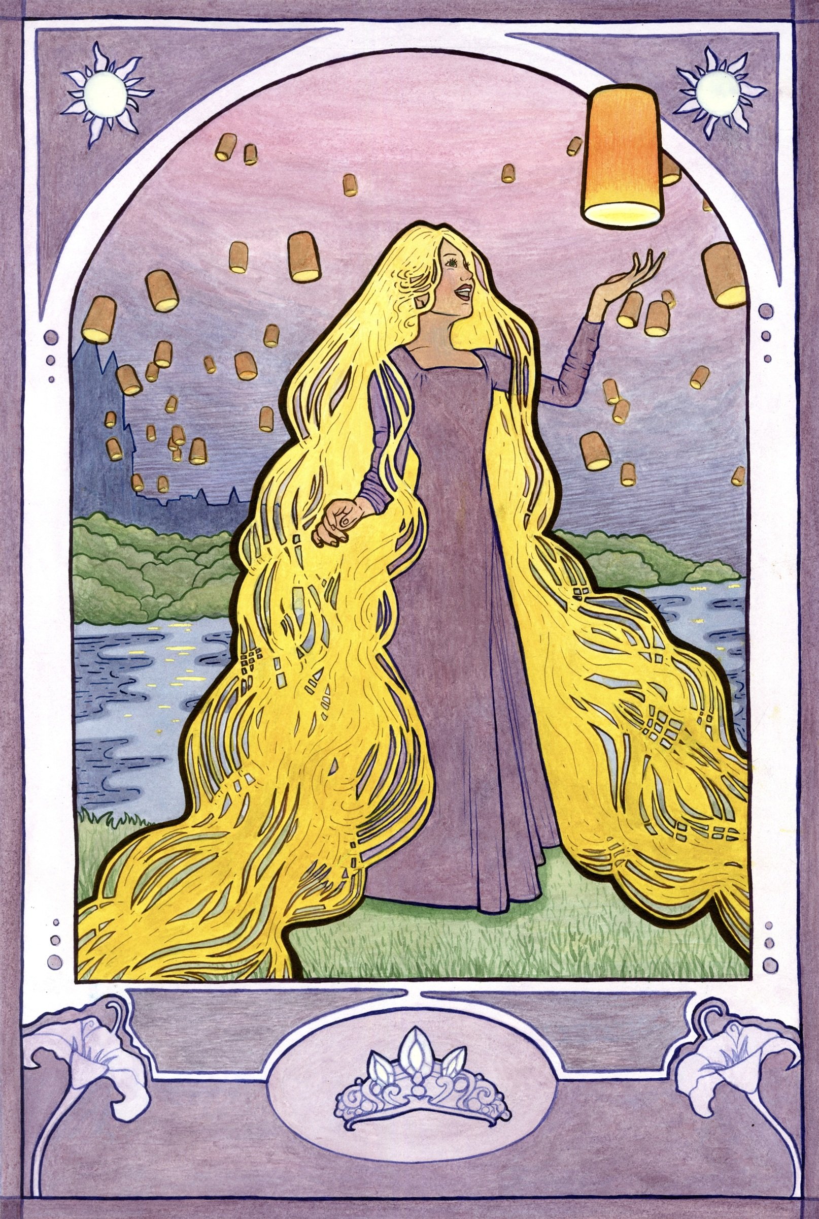 Rapunzel with a Lantern Art Print