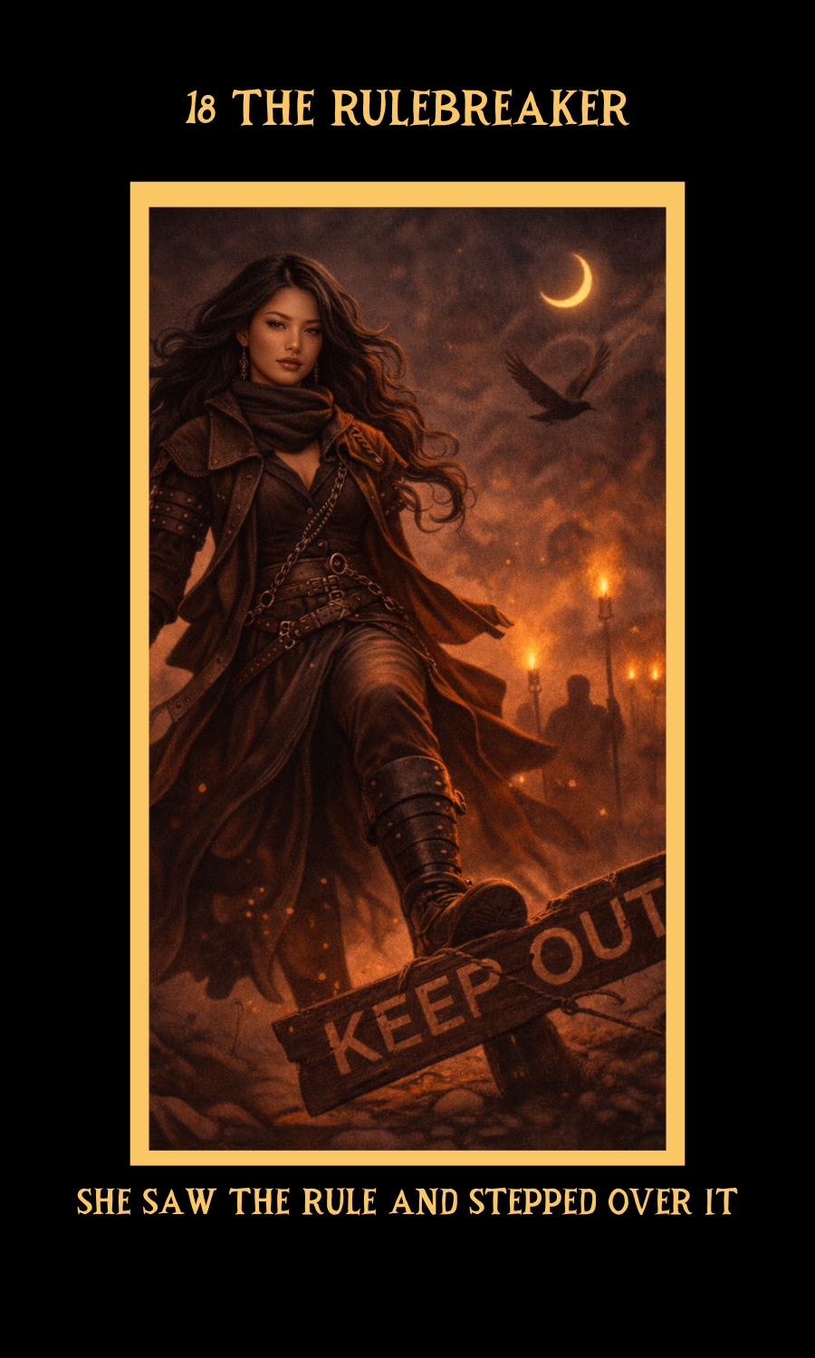 Dangerous Woman Oracle card 18, The Rulebreaker