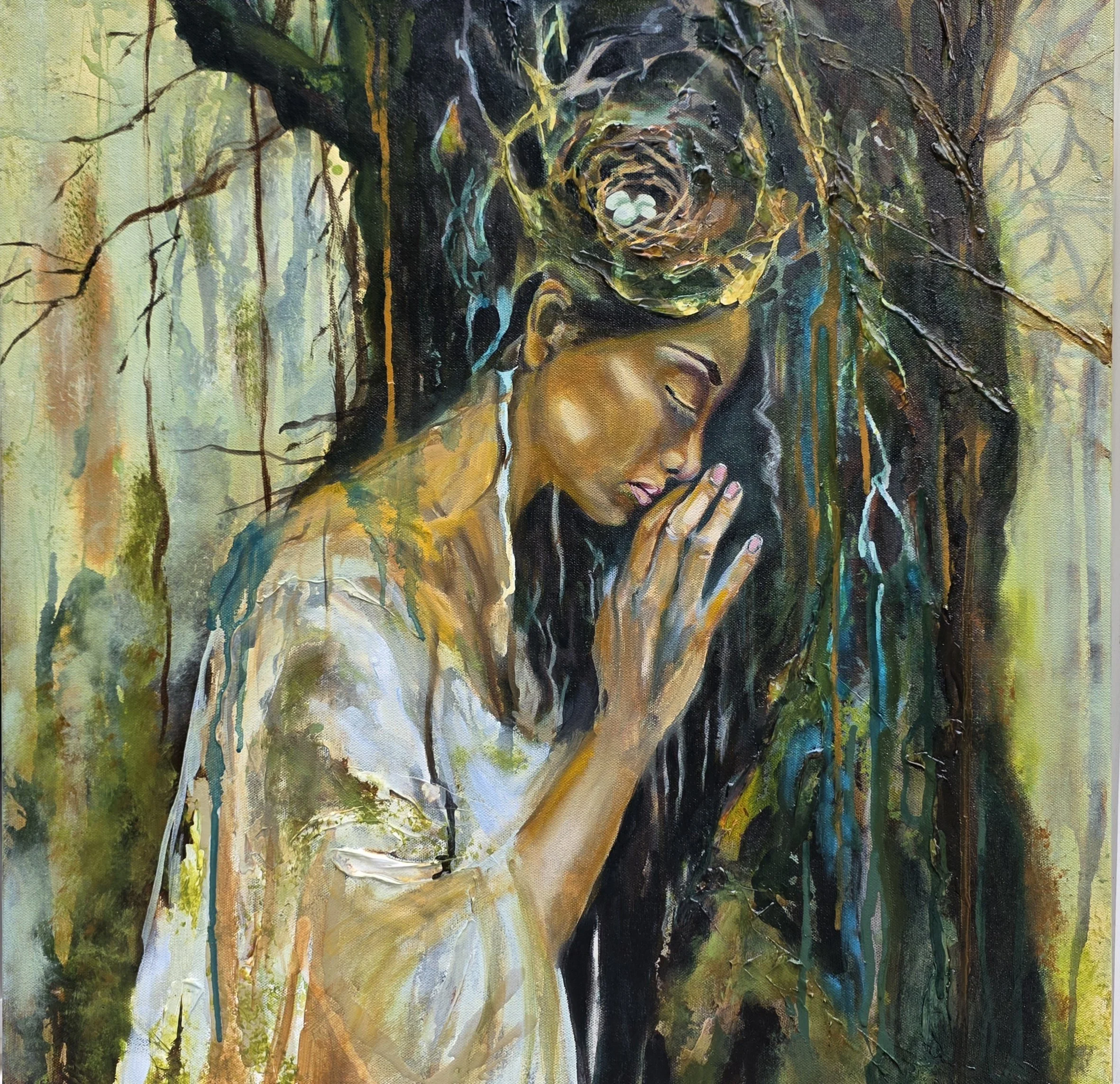 Held Within Stillness
       24 x 24 x1.5       Mixed media/Oils