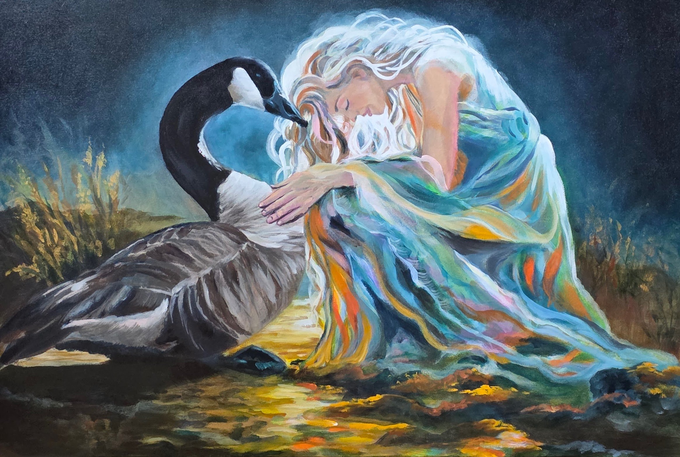 In Quiet Recognition  24x36x1.5. Mixed media/oils