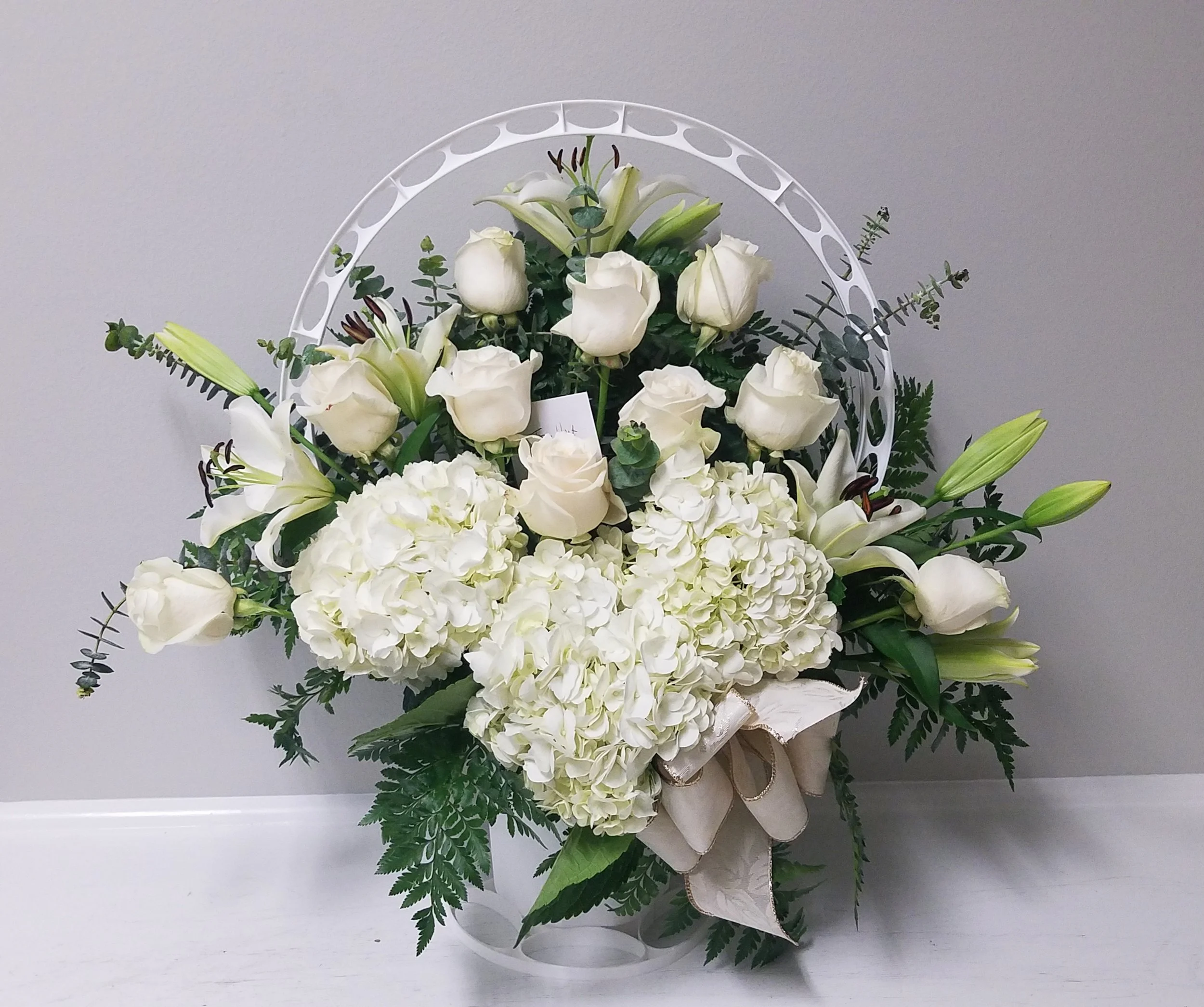 Elegant Rose and Hydrangea Sympathy Basket